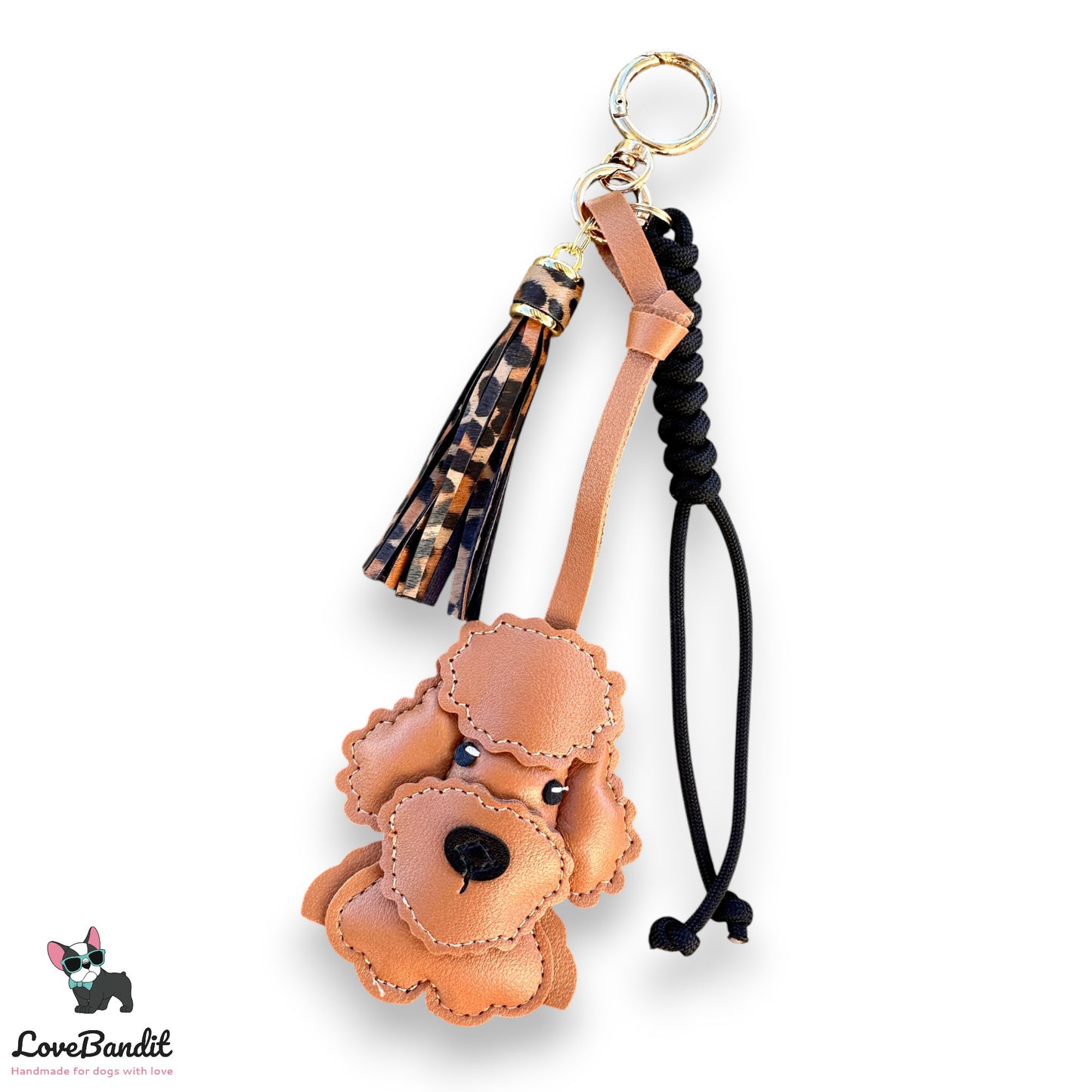 Taschenanhänger Bag Charm Hund Poodle cognacbraun - LoveBandit
