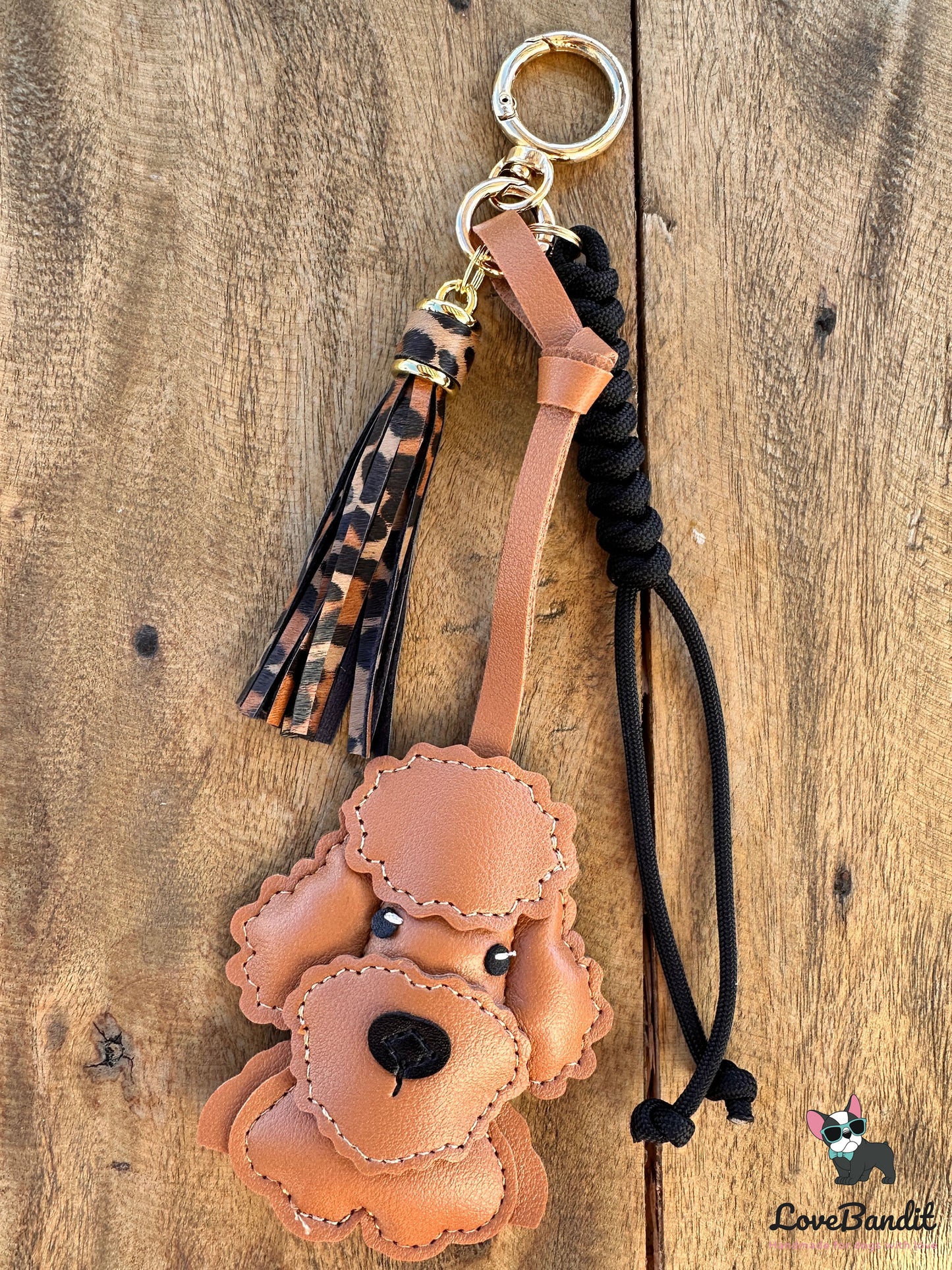 Taschenanhänger Bag Charm Hund Poodle cognacbraun - LoveBandit