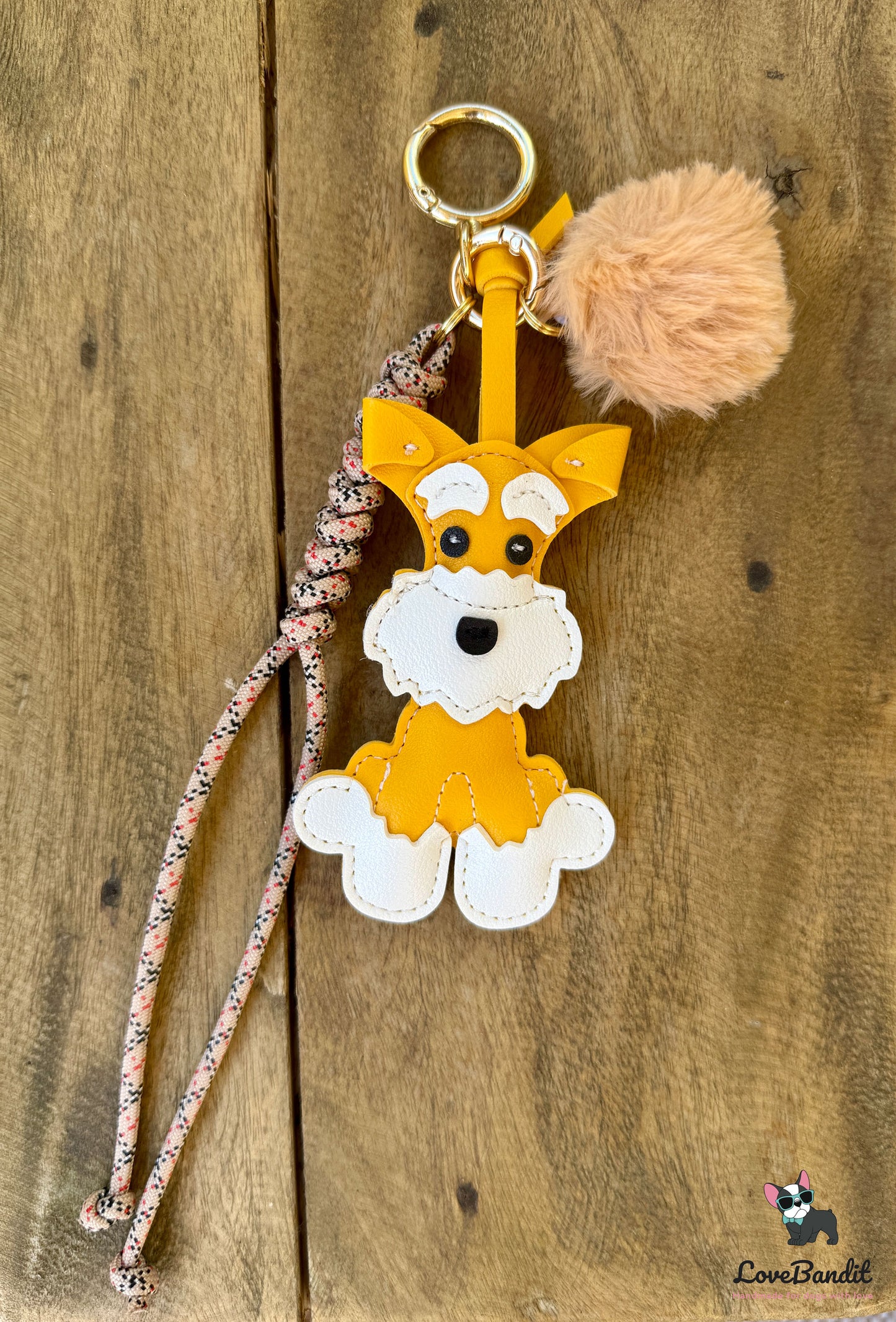Taschenanhänger Bag Charm Hund gelb Tartan-LoveBandit