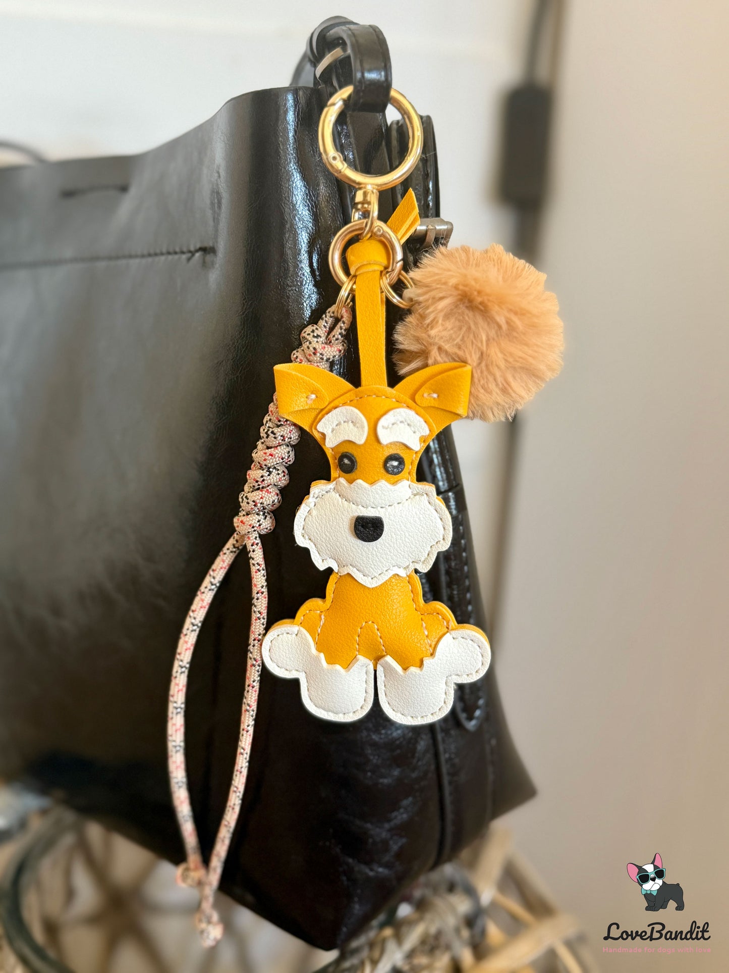 Taschenanhänger Bag Charm Hund gelb Tartan-LoveBandit
