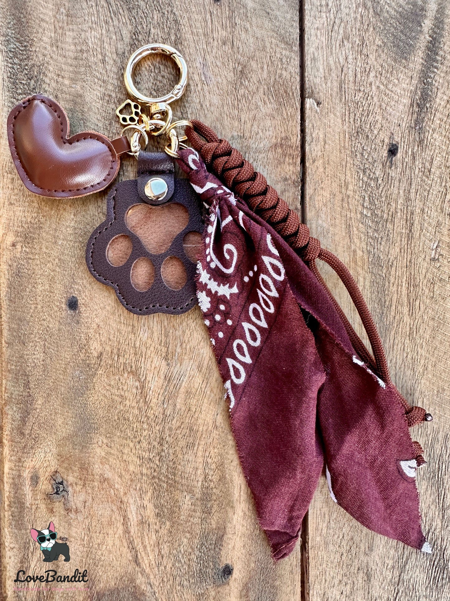 Taschenanhänger Bag Charm Memories Pfote für Tierfell Dunkelbraun - LoveBandit