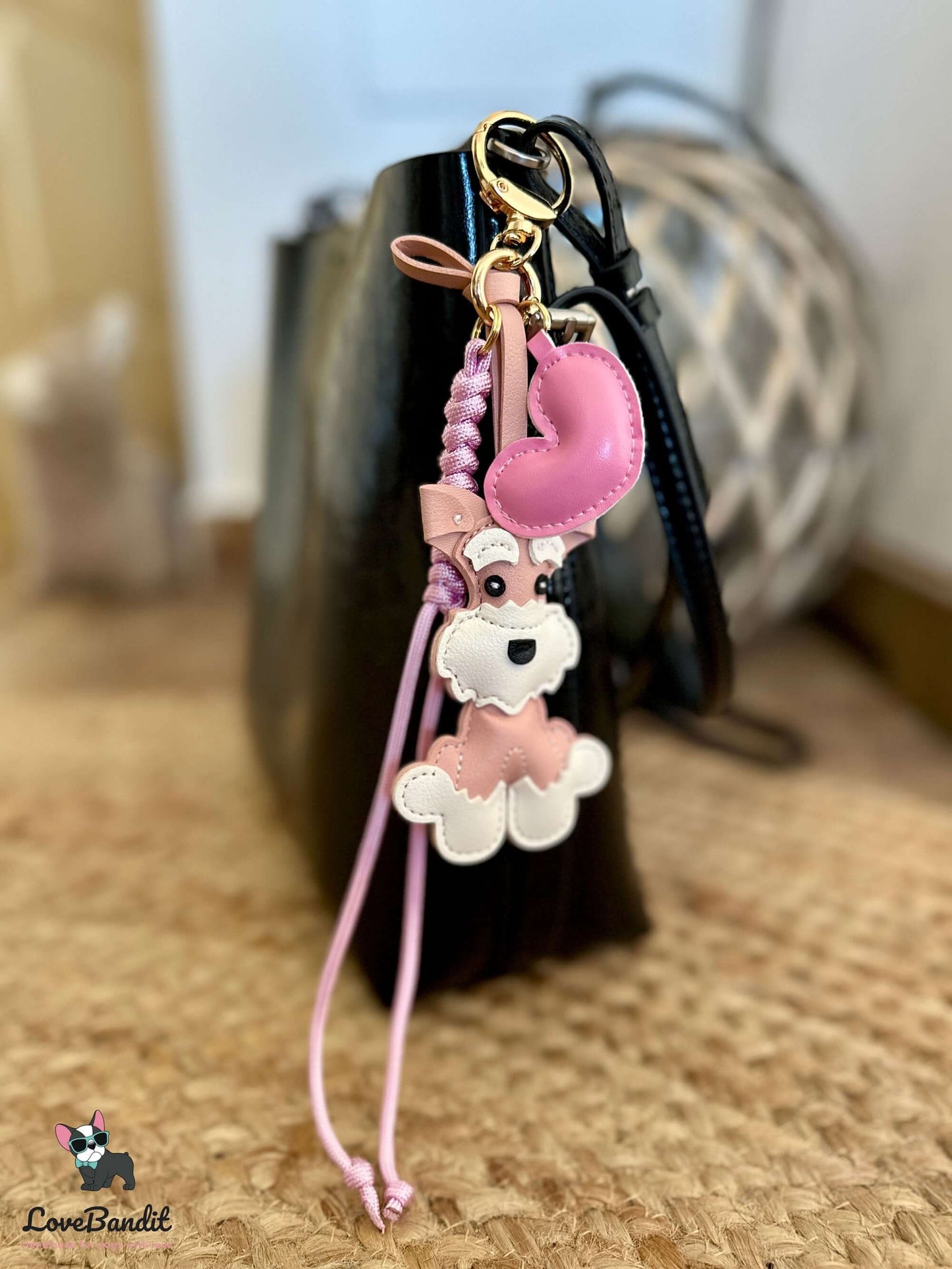 Taschenanhänger Bag Charm Hund rosa Herz - LoveBandit