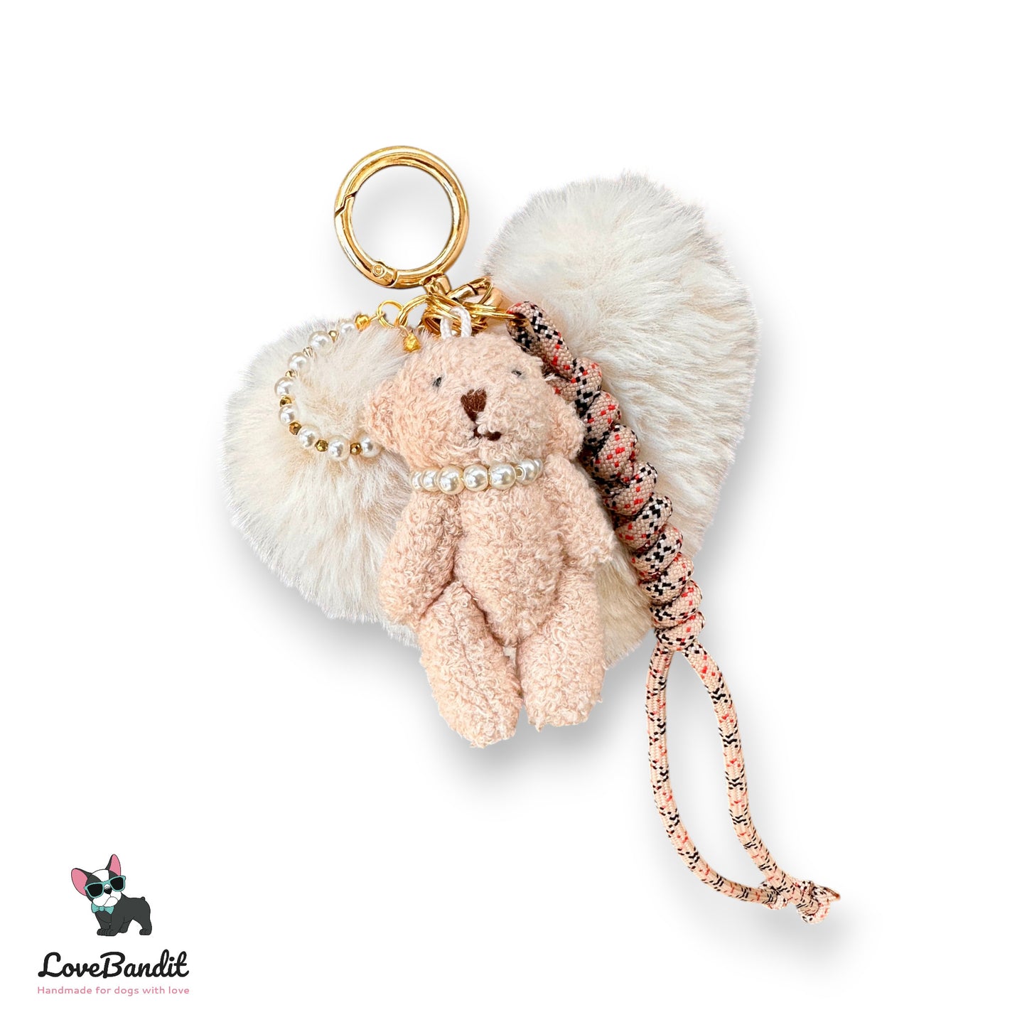 Taschenanhänger Bag Charm Teddy Bling, Plüschherz, Seil - LoveBandit