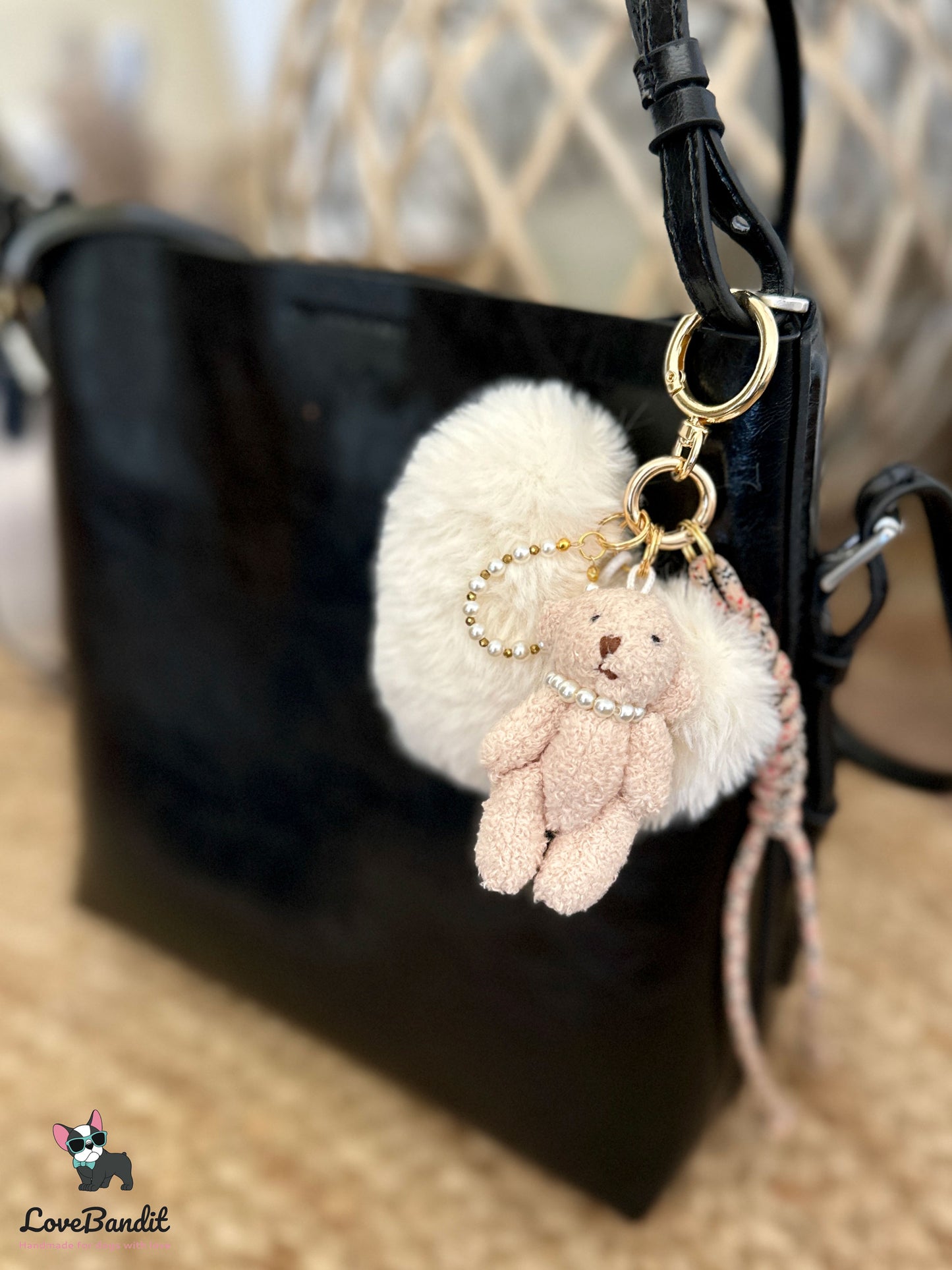 Taschenanhänger Bag Charm Teddy Bling, Plüschherz, Seil - LoveBandit