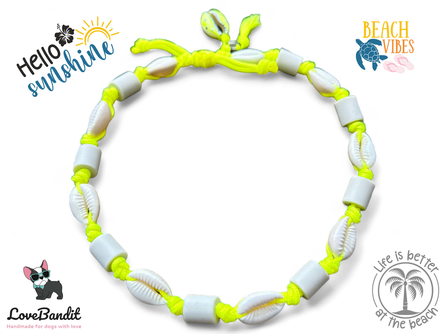 EM-Keramik Halsband Muscheln NEON verstellbar - LoveBandit
