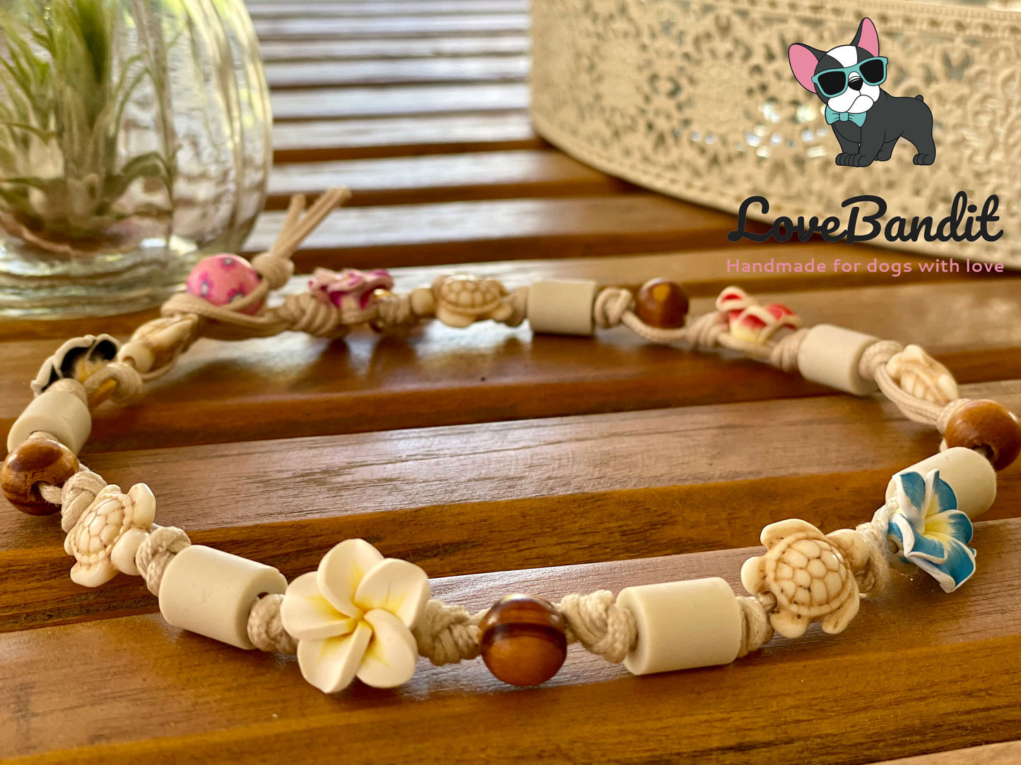 EM Keramik Hundehalsband Zeckenhalsband "Hula Dog" (bunt) LoveBandit