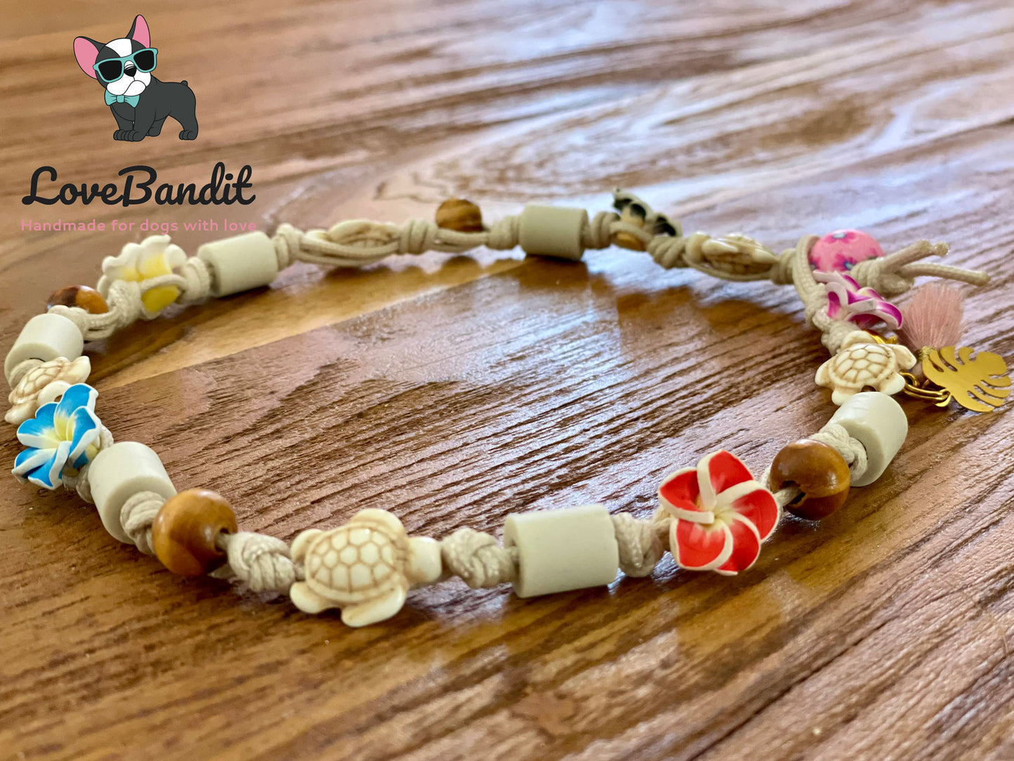 EM Keramik Hundehalsband Zeckenhalsband "Hula Dog" (bunt) LoveBandit