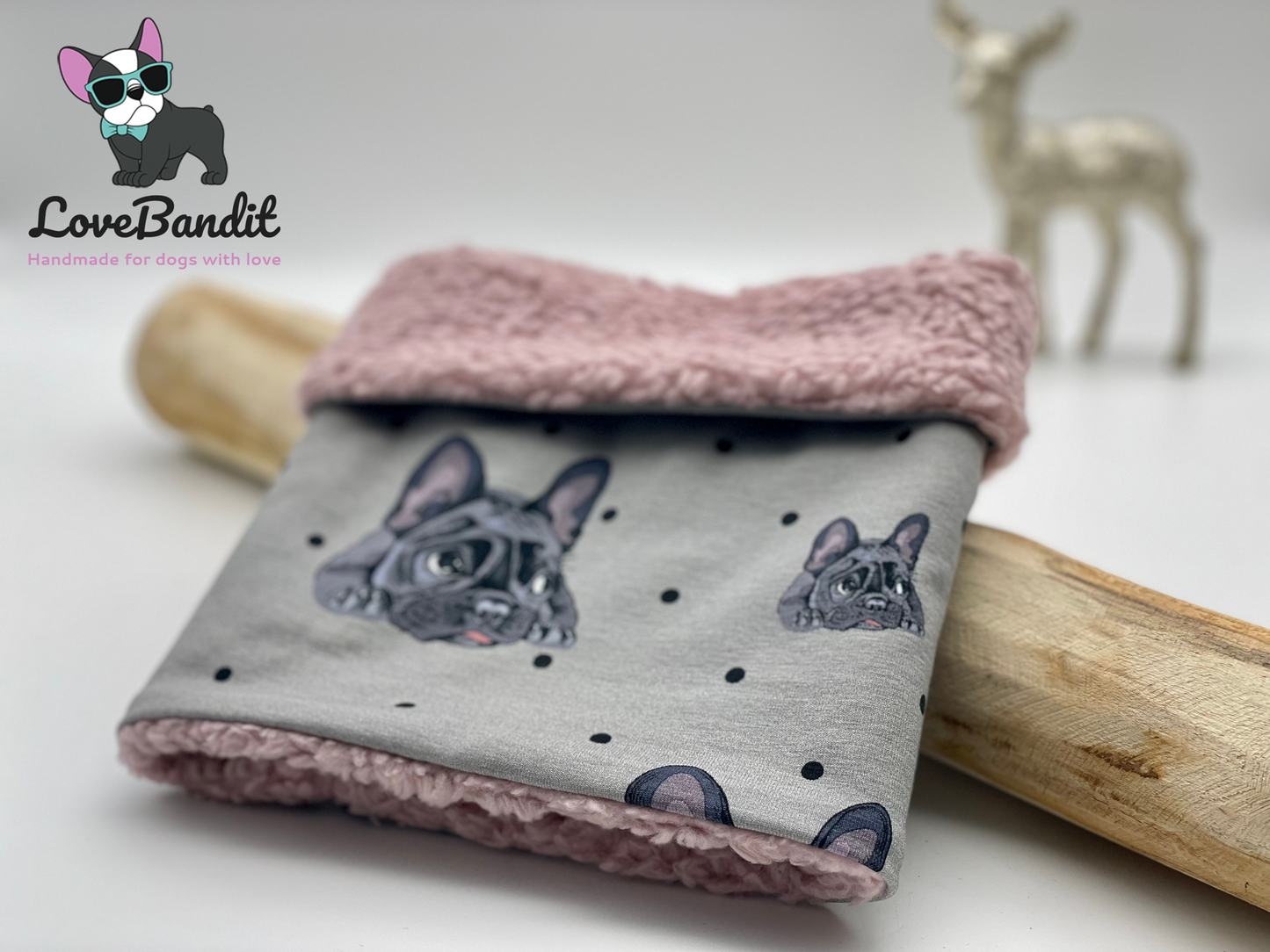 Hundeloop "Winter Bully" aus Fleece oder Teddyplüsch (Grau) Lovebandit