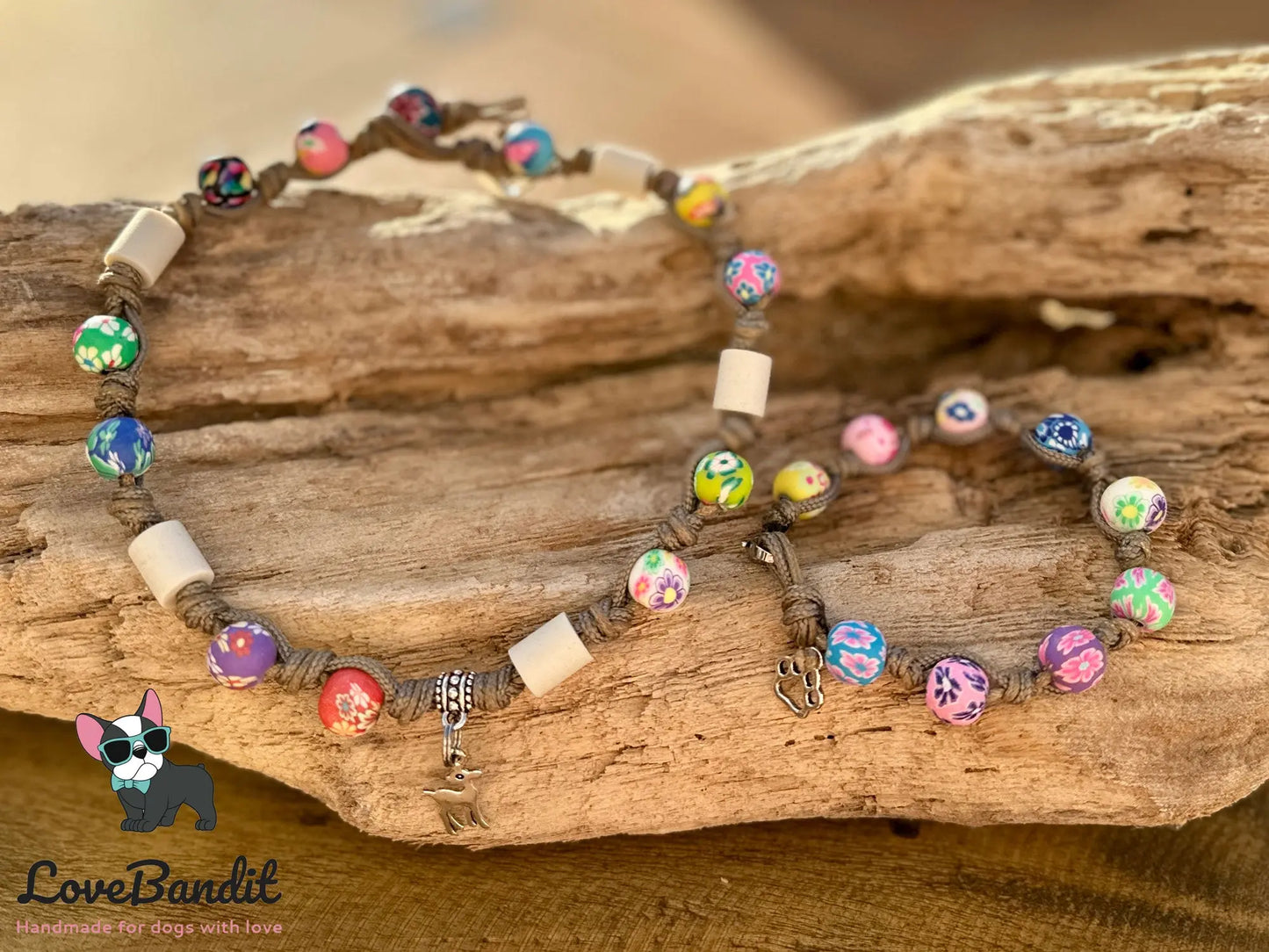 Armband - EM Keramik Armband "Friends" Bunte Perlen passend zum EM Hundehalsband Lovebandit