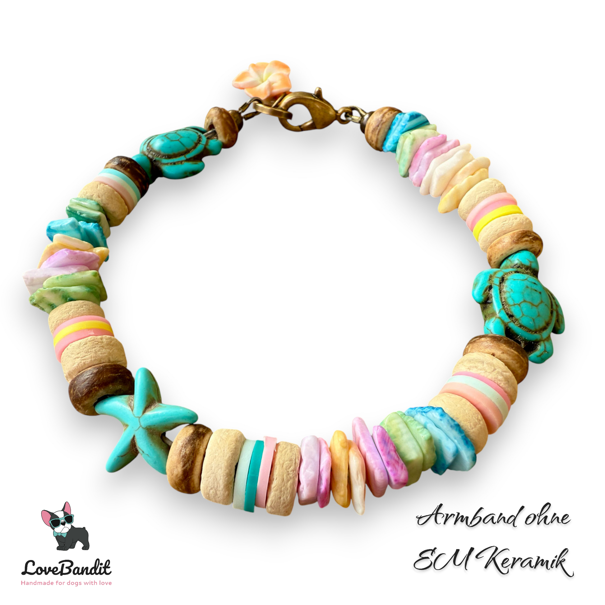 EM Keramik Halsband Muschel pastellbunt LoveBandit
