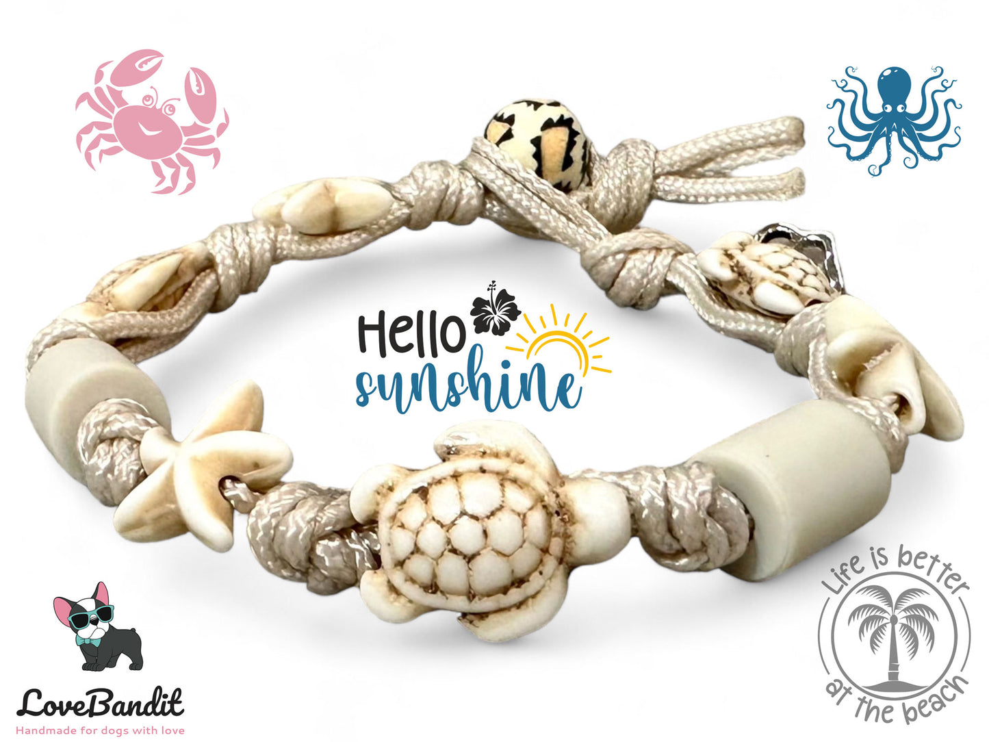 EM Keramik Hundehalsband "Boho Dog" (cremefarben) LoveBandit