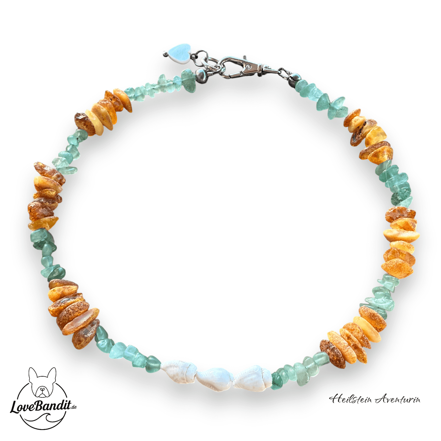 Bernsteinkette für kleinere Hunde mit Aventurin