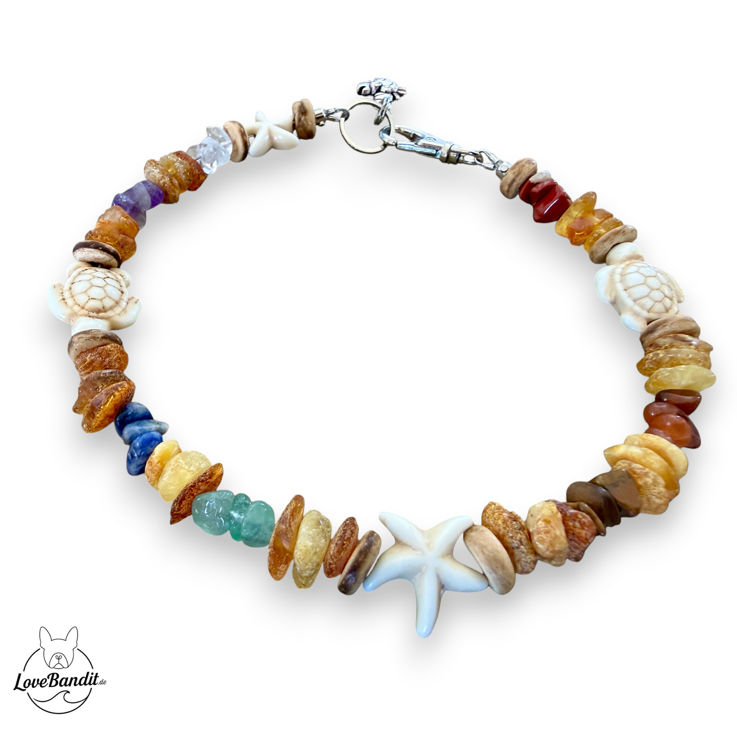 Bernstein-Halsband und 7 Chakra-Heilsteine Lovebandit