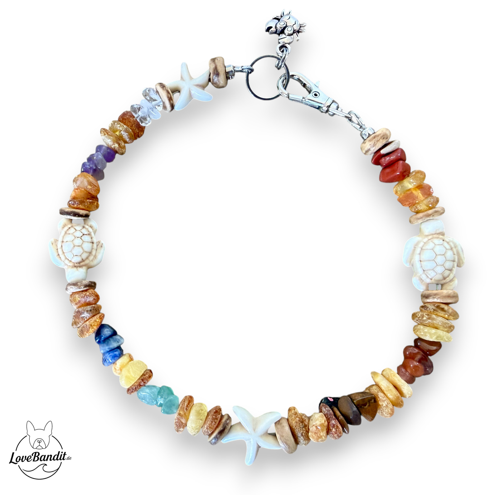 Bernstein-Halsband und 7 Chakra-Heilsteine Lovebandit