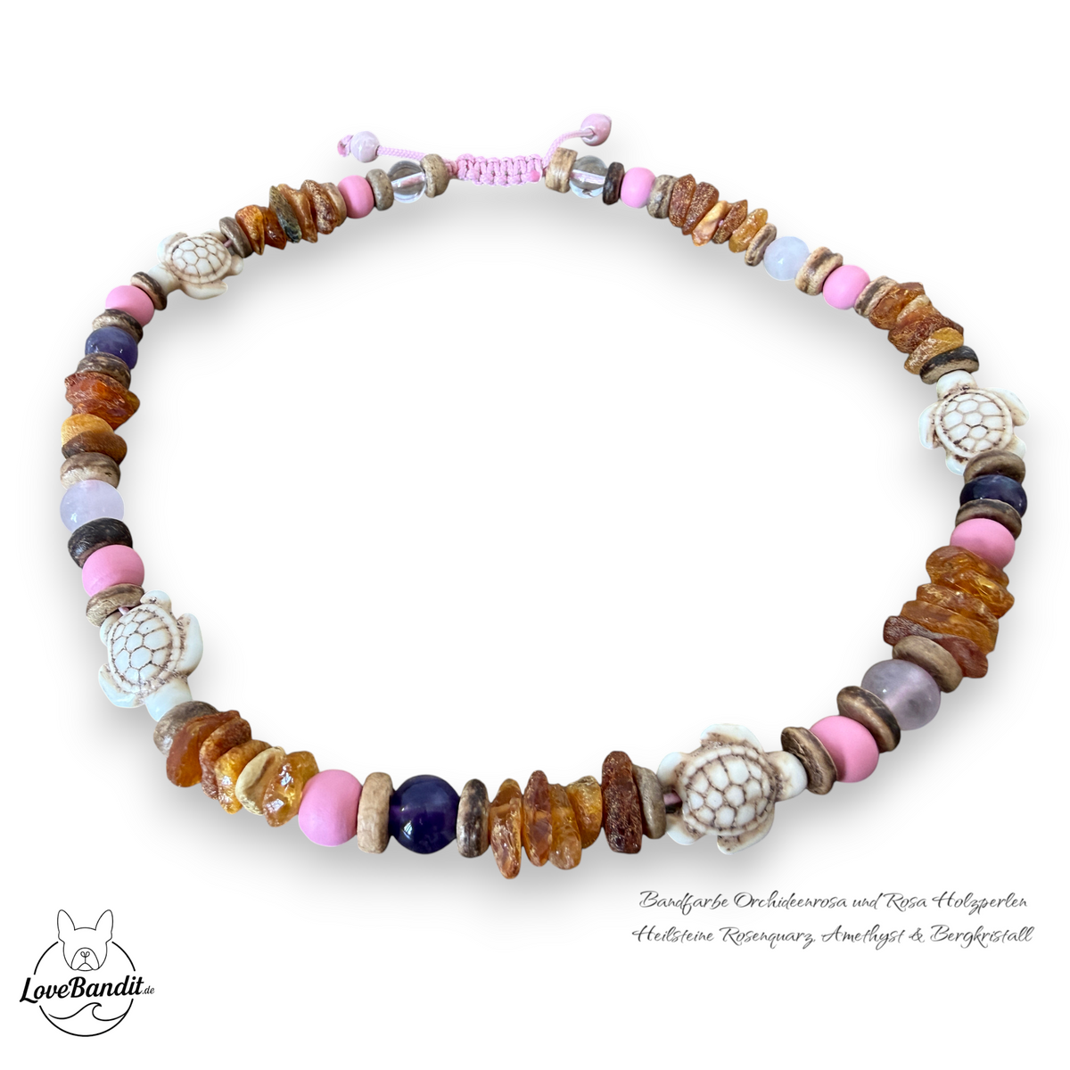 Bernstein-Heilstein-Halsband Meeresrauschen verstellbar Lovebandit