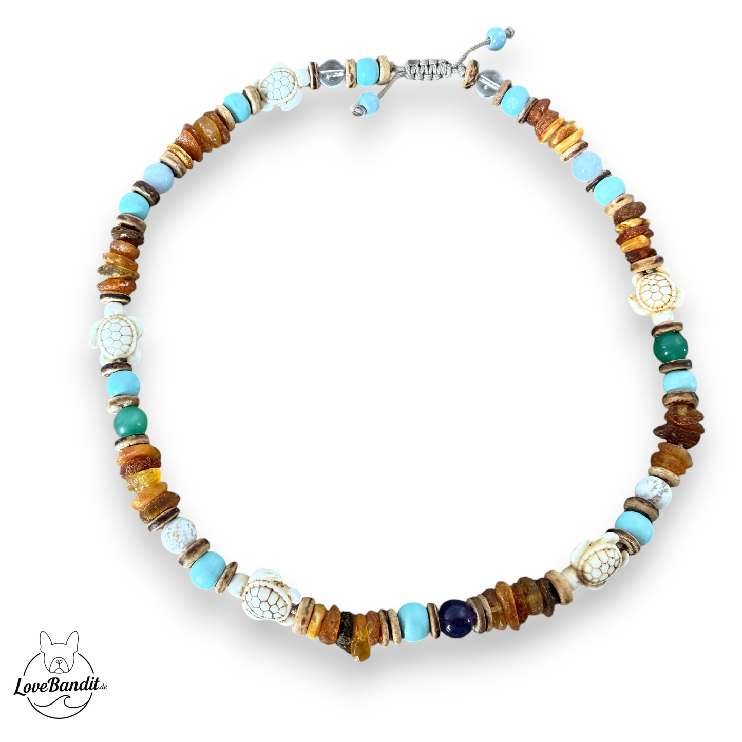 Bernstein-Heilstein-Halsband Meeresrauschen verstellbar