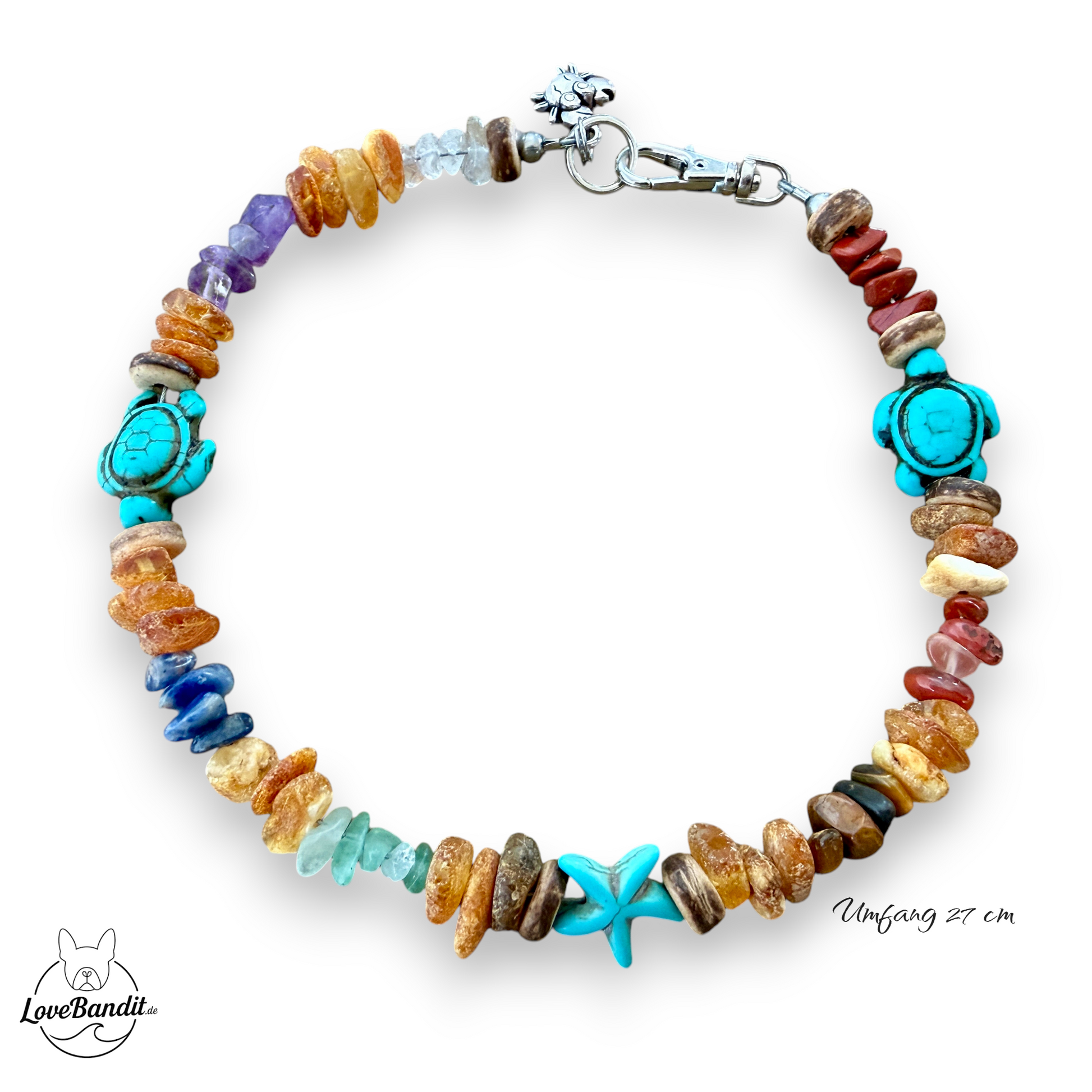 Bernstein-Halsband und 7 Chakra-Heilsteine Lovebandit