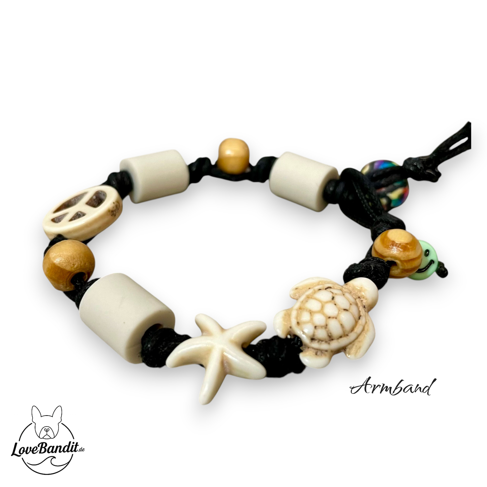 EM-Keramik Halsband Zeckenhalsband Hippie schwarz Lovebandit