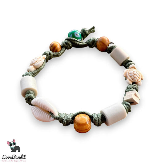 EM-Keramik Armband graugrün Muscheln Schildkröte - LoveBandit