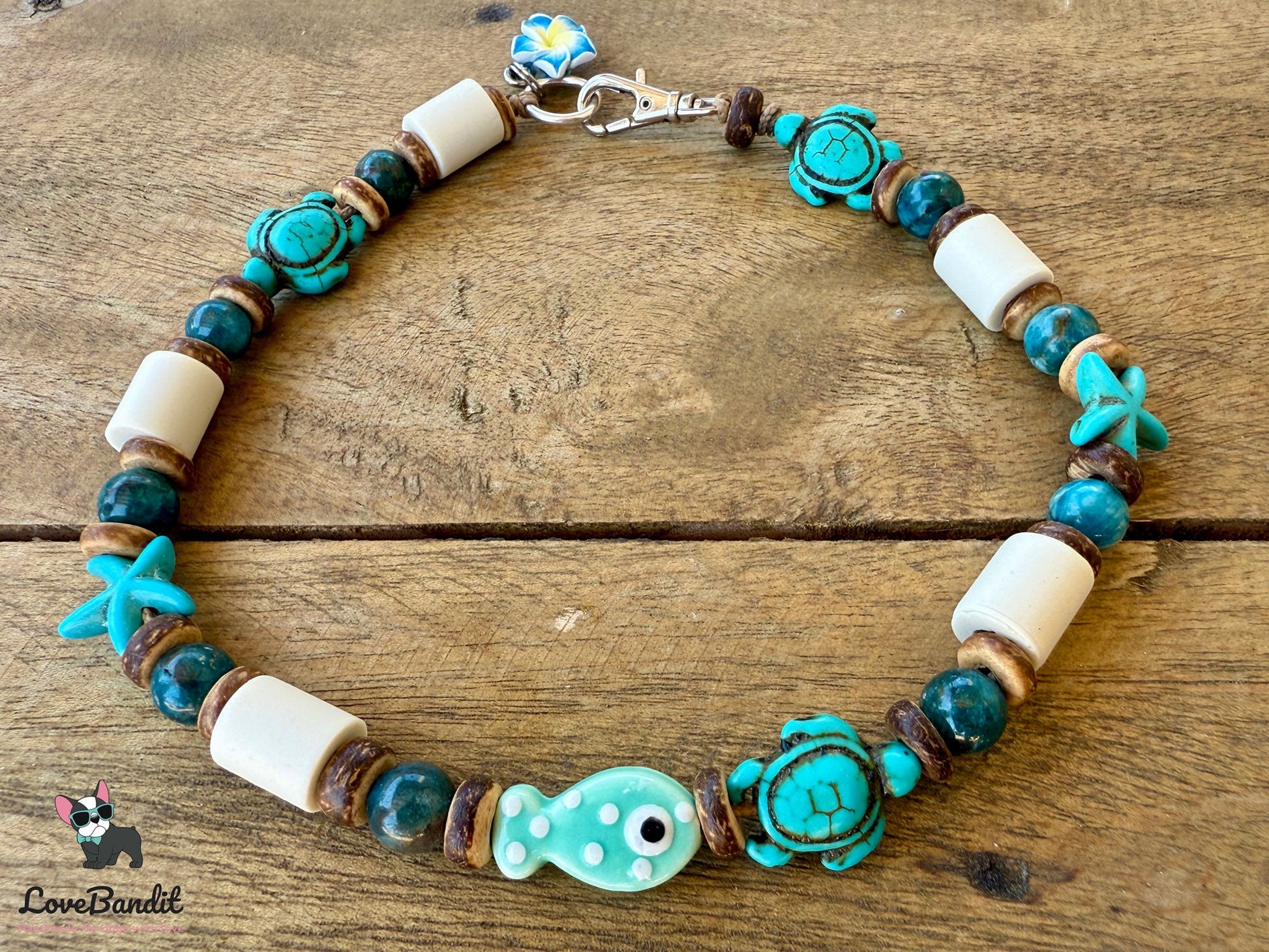 EM Keramik Heilstein Halsband mit Apatit maritim Lovebandit