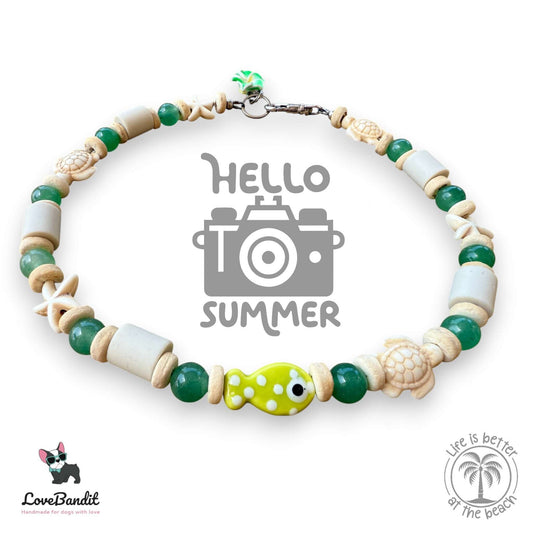 EM Keramik Heilstein Halsband mit Aventurin maritim Lovebandit