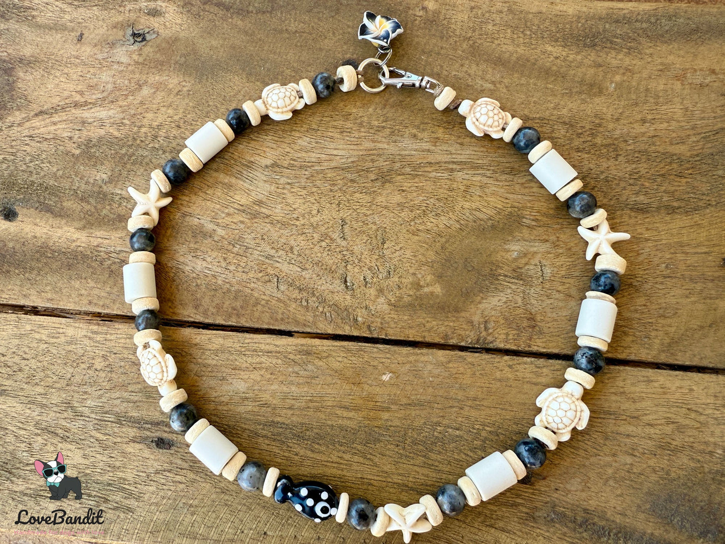 EM Keramik Heilstein Halsband mit Labradorit maritim Lovebandit