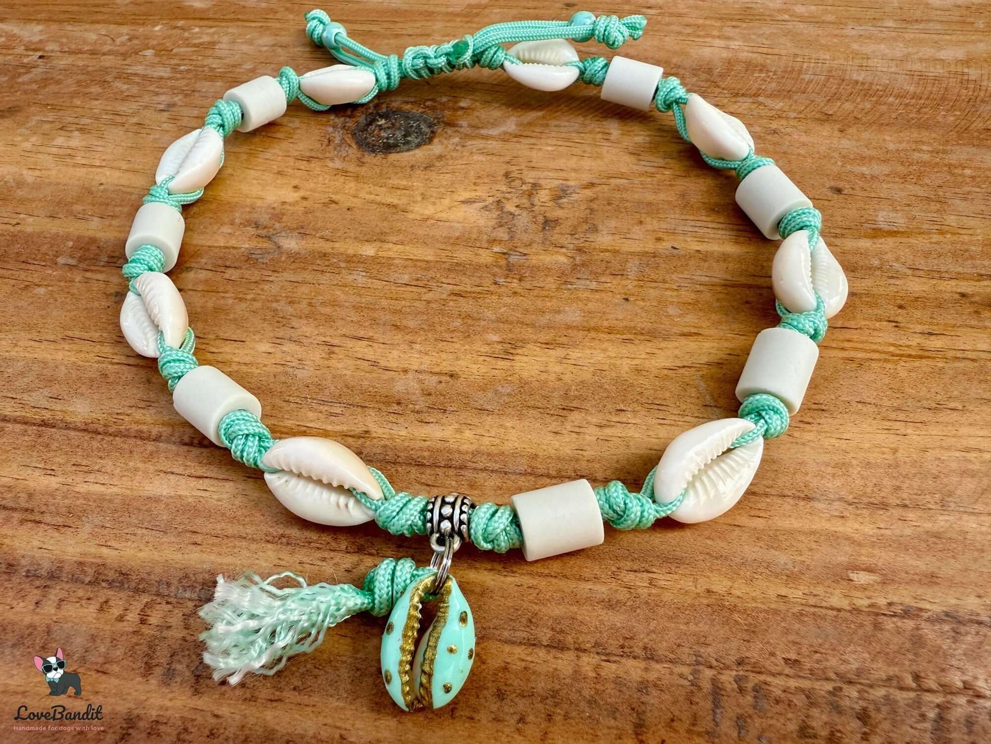 EM-Keramik Halsband Muscheln verstellbar mit Anhänger LoveBandit