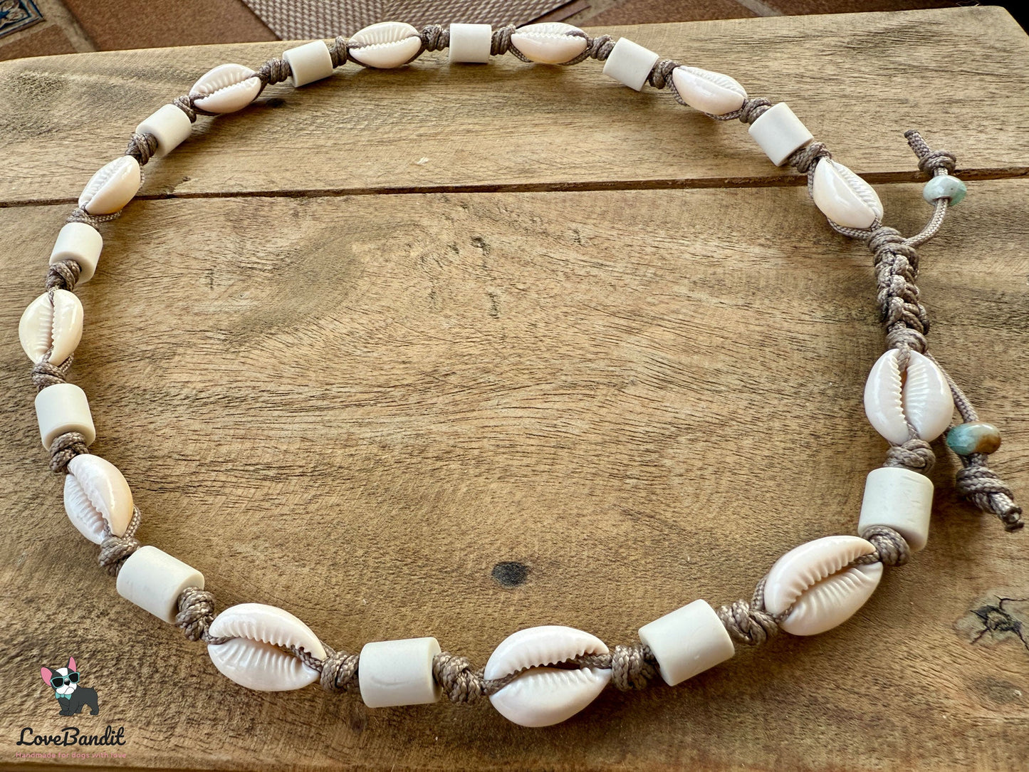 EM-Keramik Halsband Zeckenhalsband Muscheln verstellbar LoveBandit