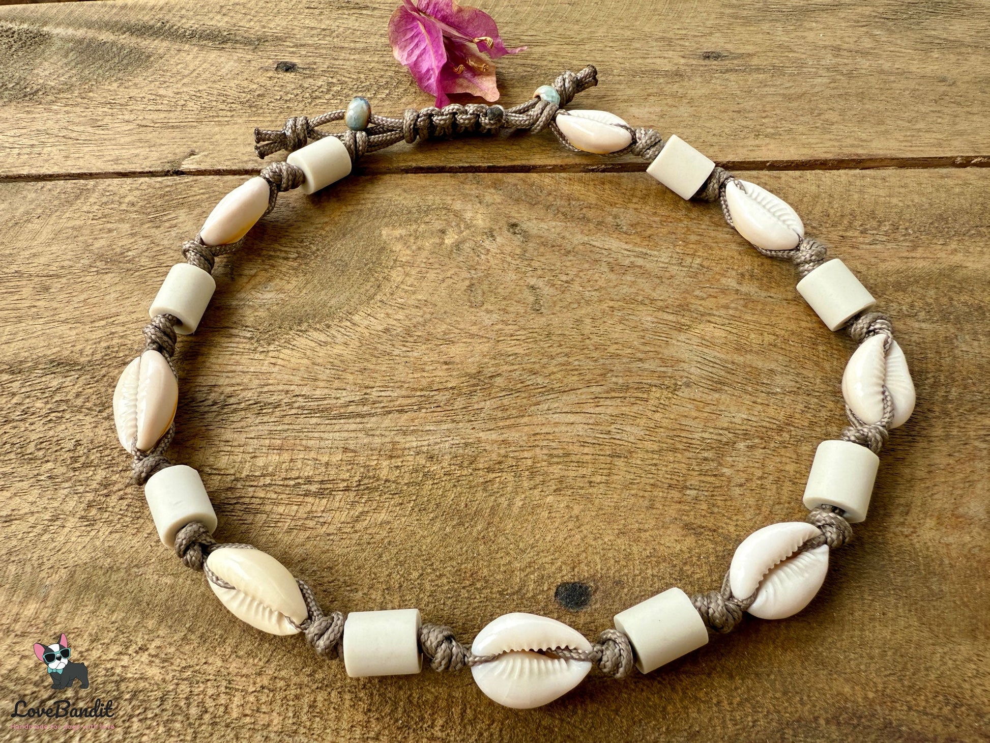 EM-Keramik Halsband Zeckenhalsband Muscheln verstellbar LoveBandit