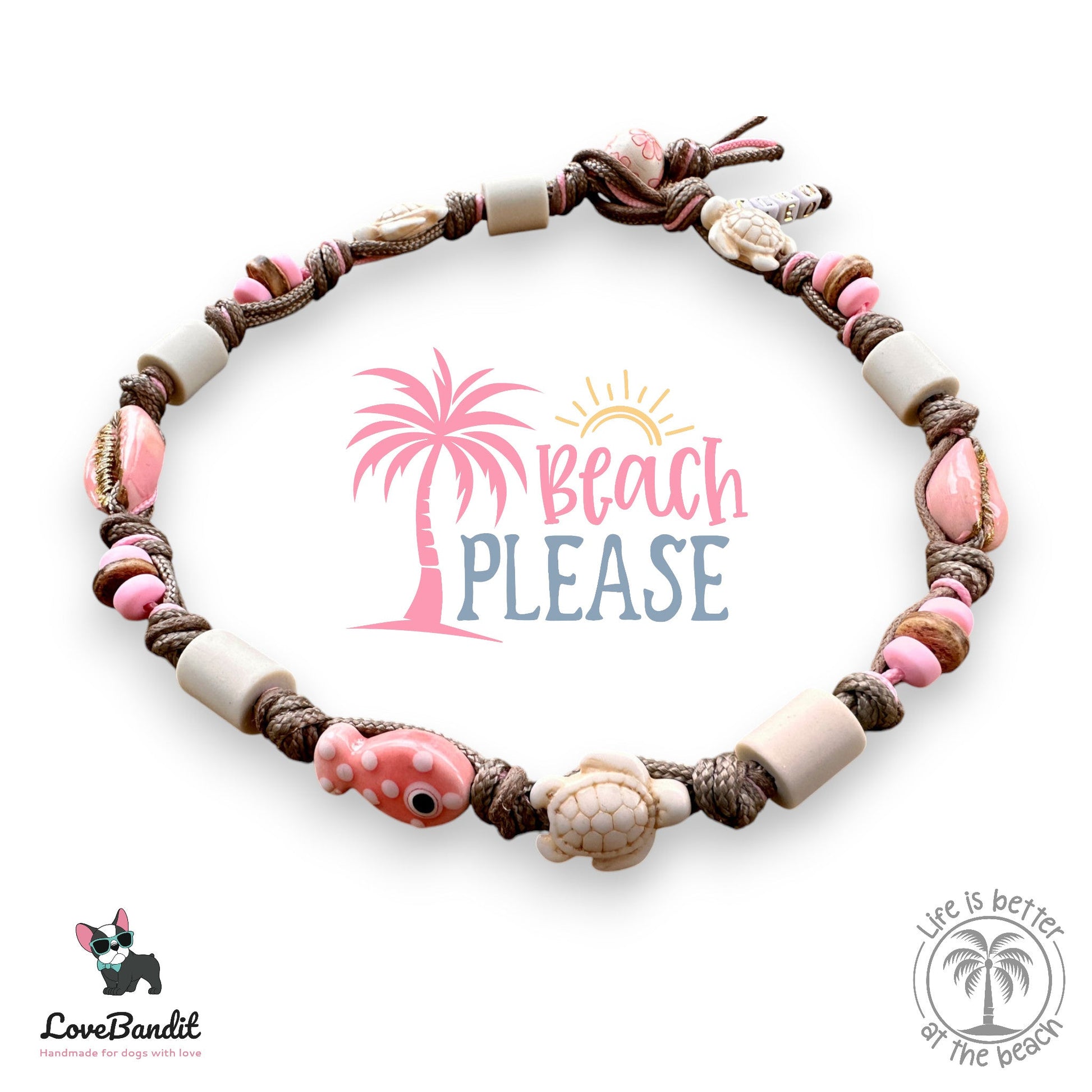 EM-Keramik Halsband handbemalte Muscheln Fisch rosé LoveBandit