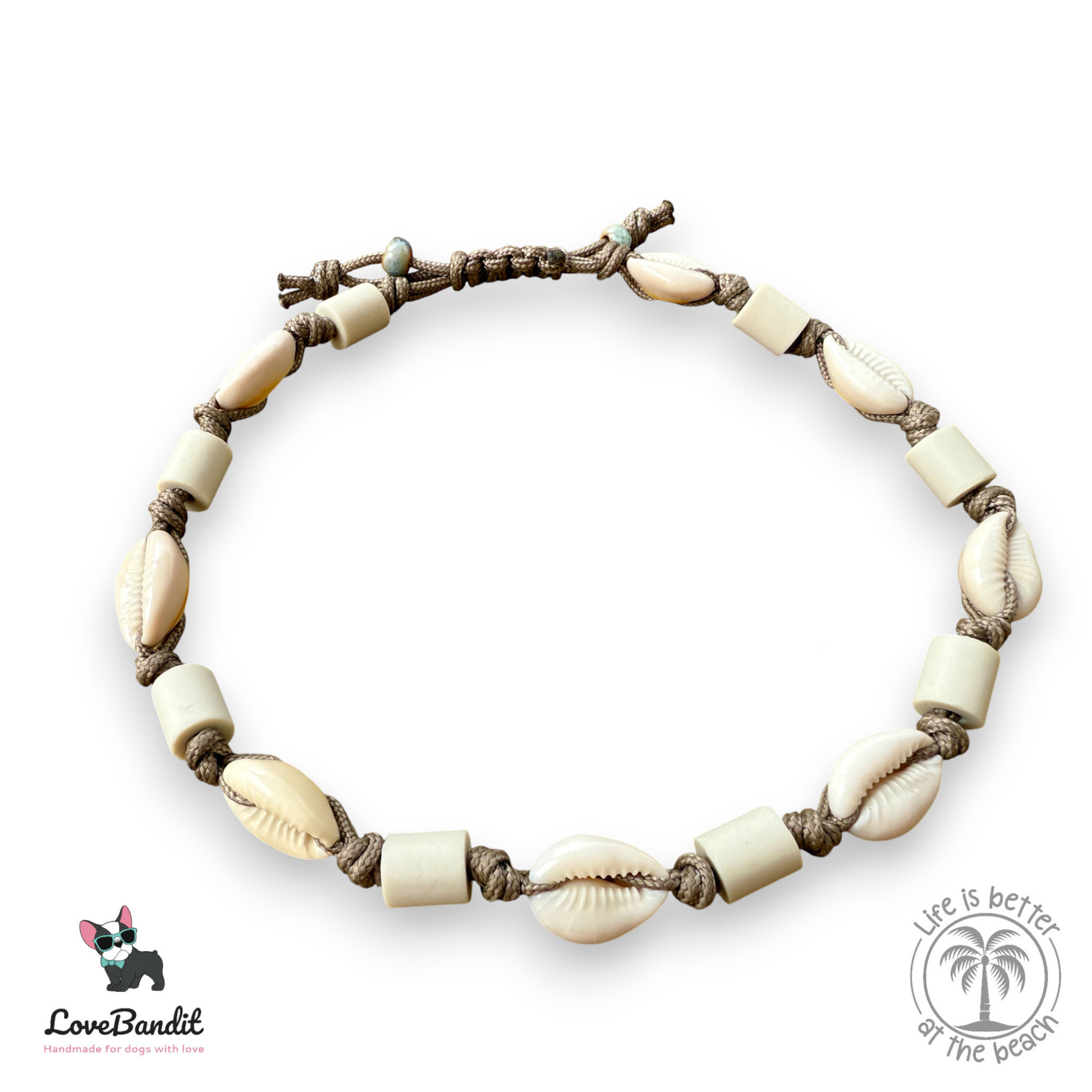 EM-Keramik Halsband Zeckenhalsband Muscheln verstellbar LoveBandit