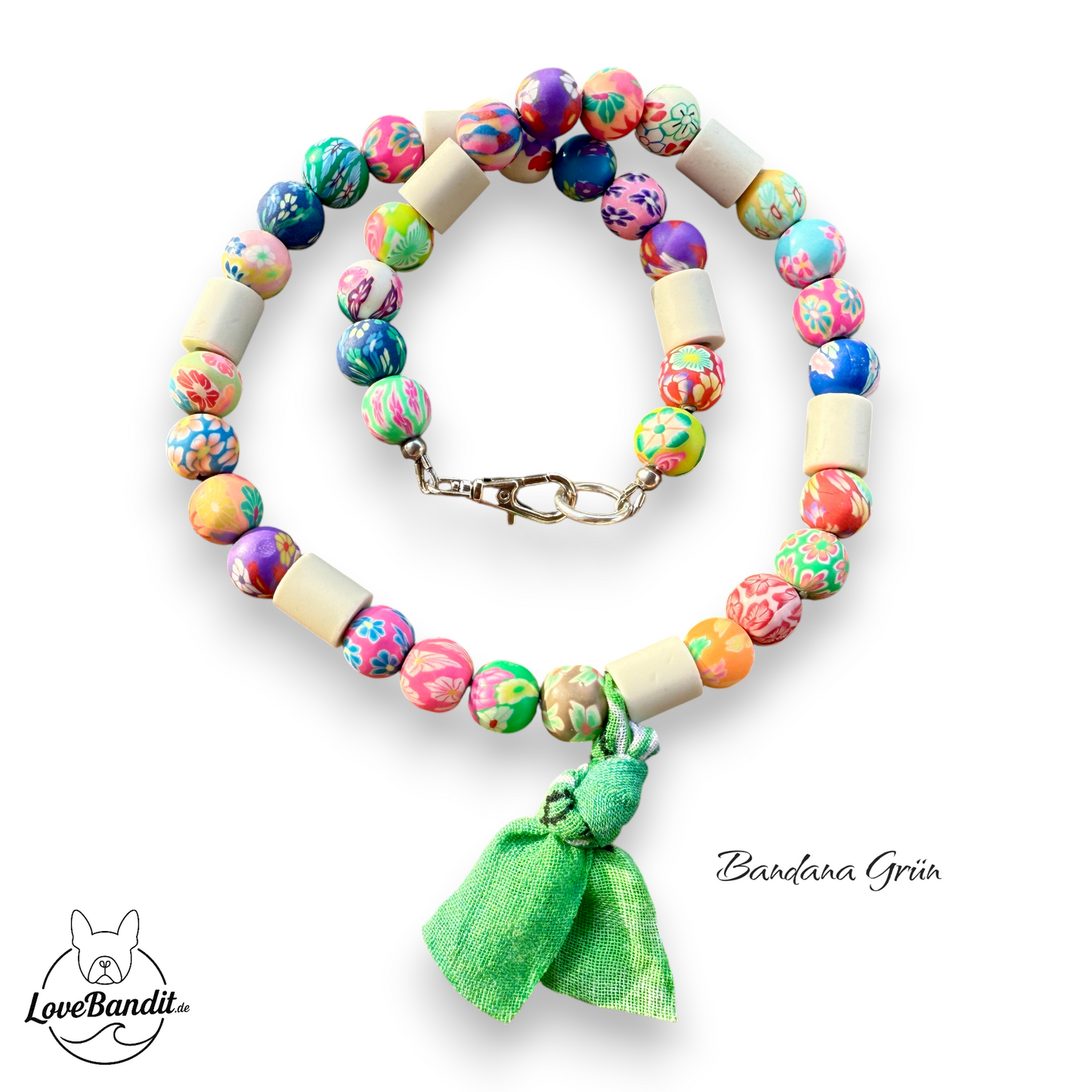 EM-Keramik Halsband Zeckenhalsband Pearl & Bandana Perlen Lovebandit