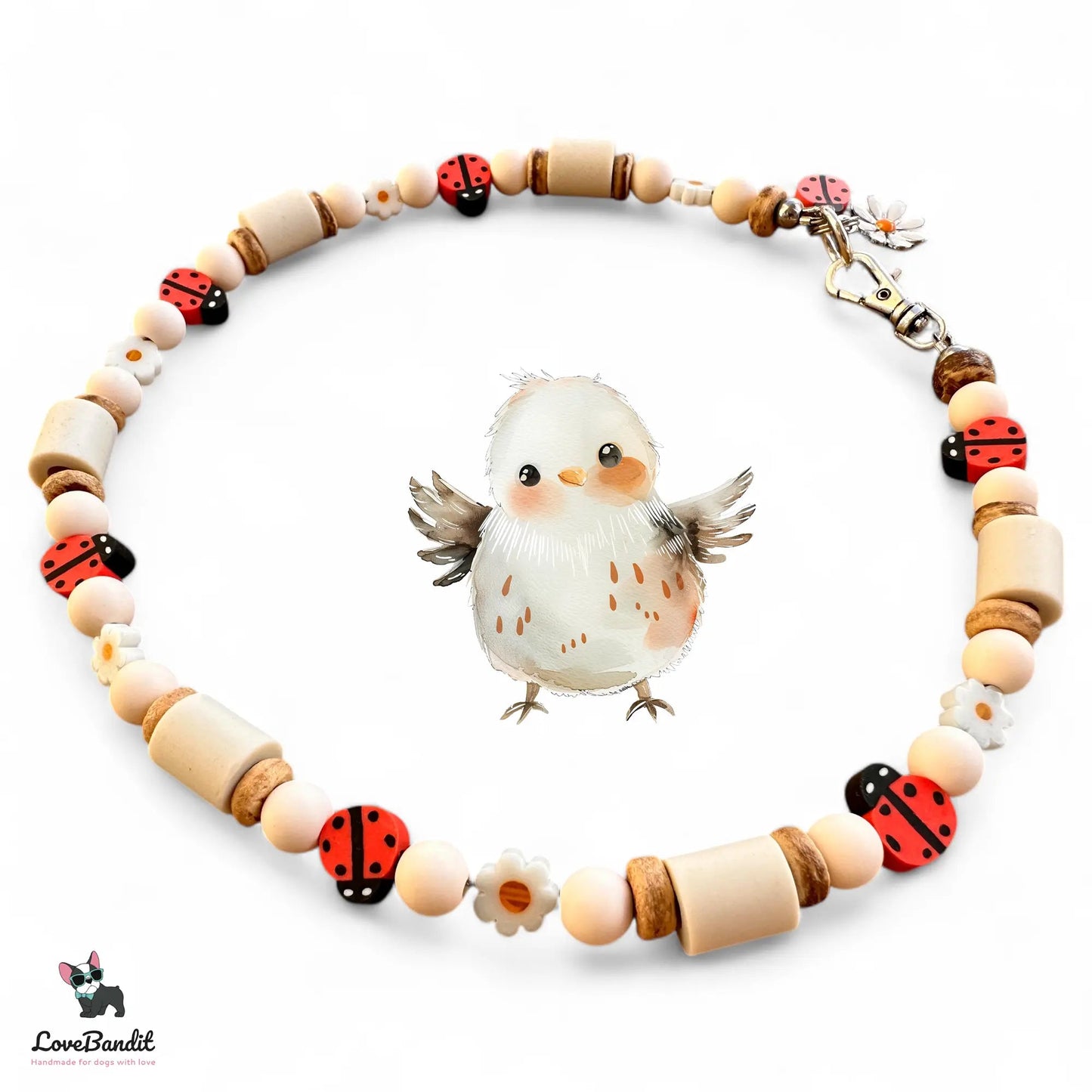 EM-Keramik Halsband Zeckenhalsband Marienkäfer Gänseblümchen - LoveBandit