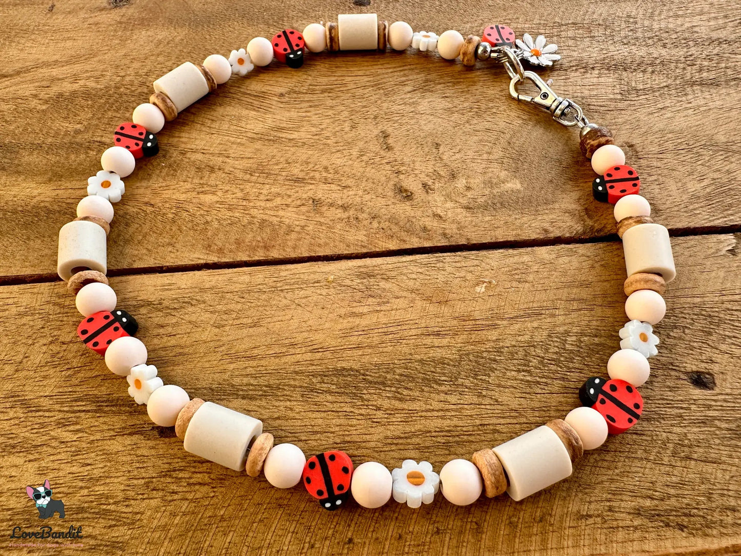 EM-Keramik Halsband Zeckenhalsband Marienkäfer Gänseblümchen - LoveBandit