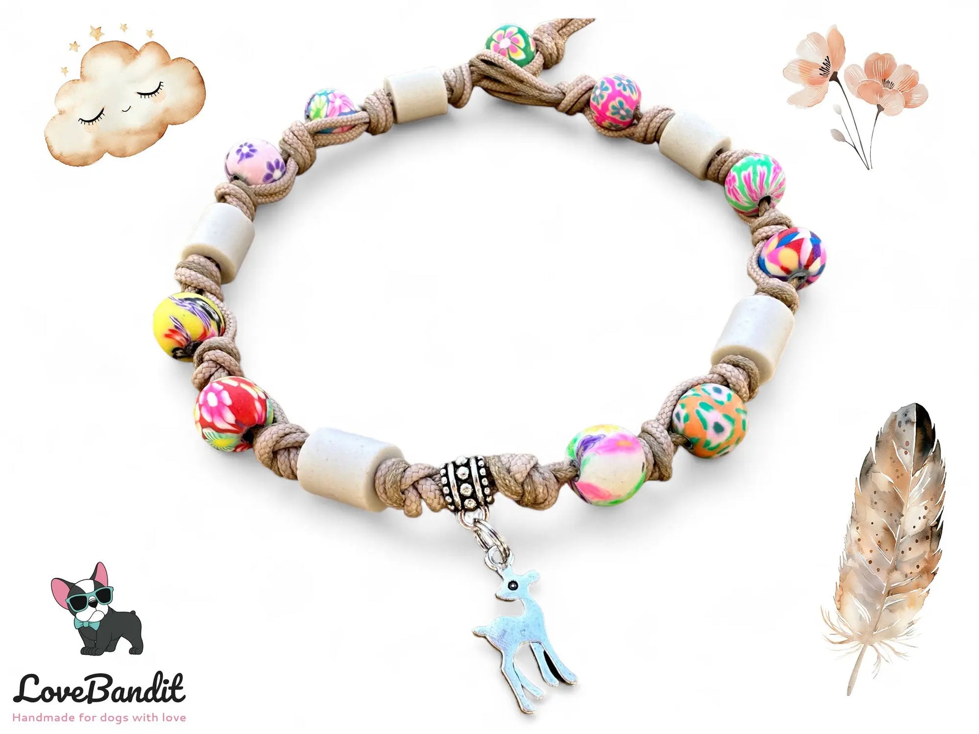 EM-Keramik Halsband Perlen schön bunt - LoveBandit