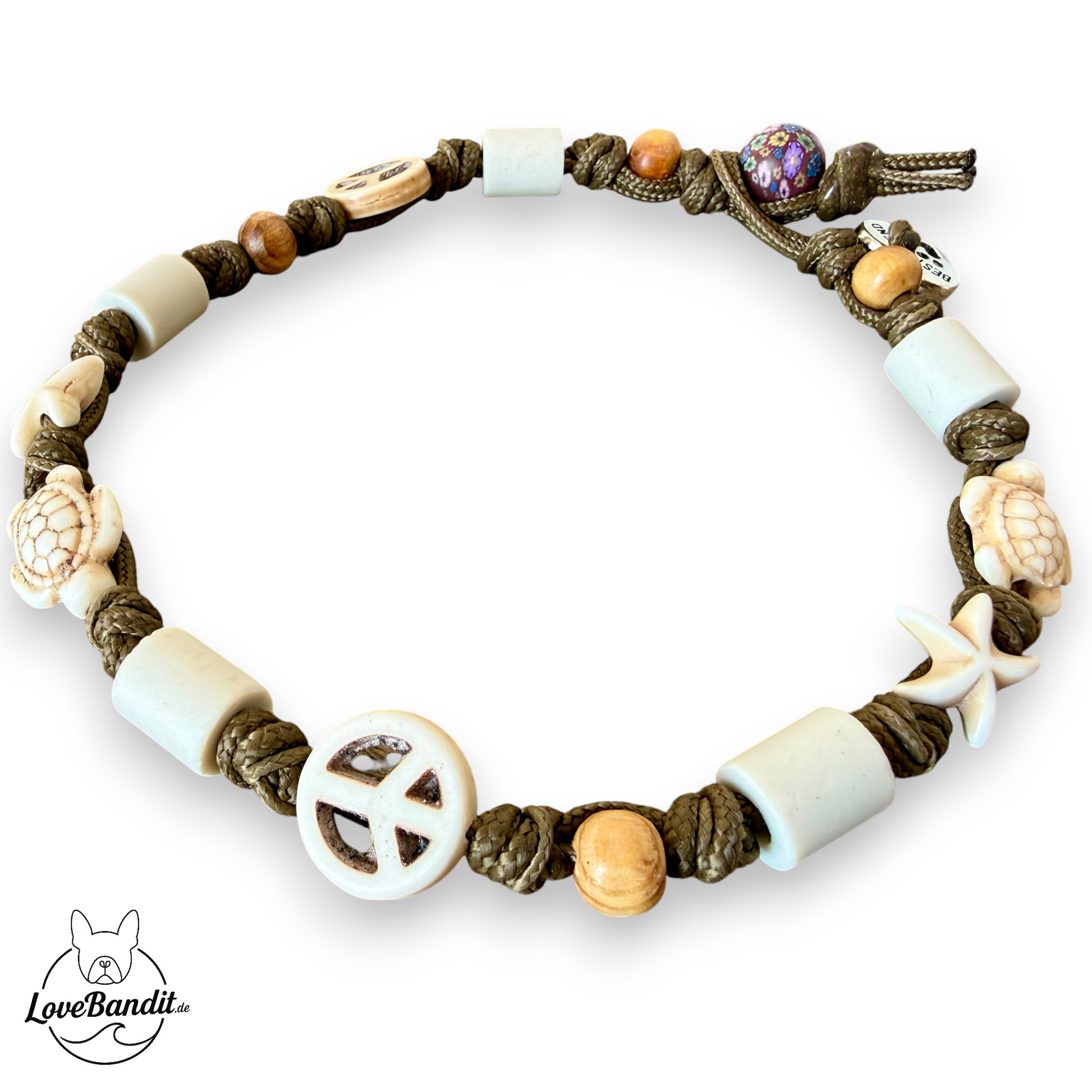 EM-Keramik Halsband Zeckenhalsband Hippie schwarz Lovebandit