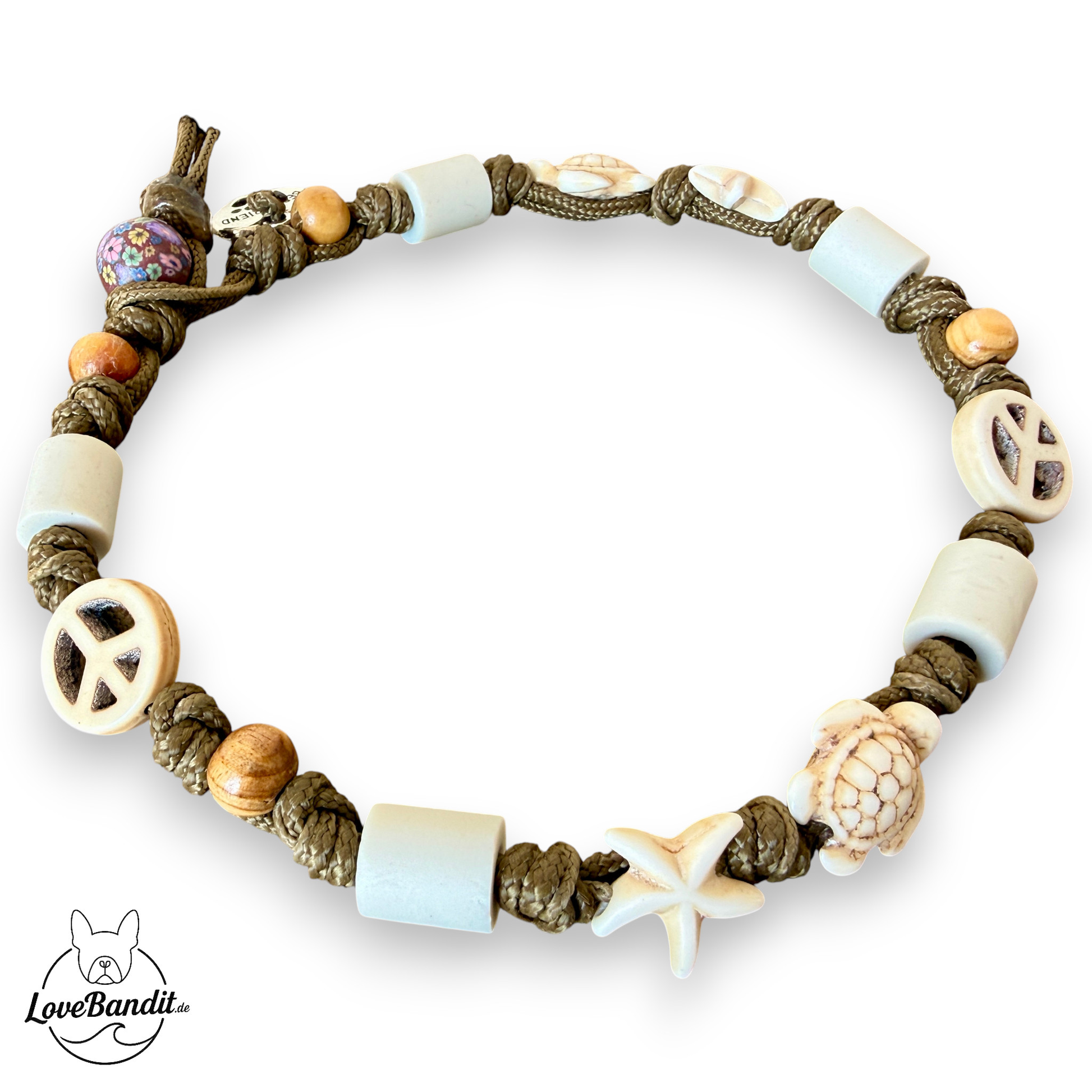 EM-Keramik Halsband Zeckenhalsband Hippie schwarz Lovebandit