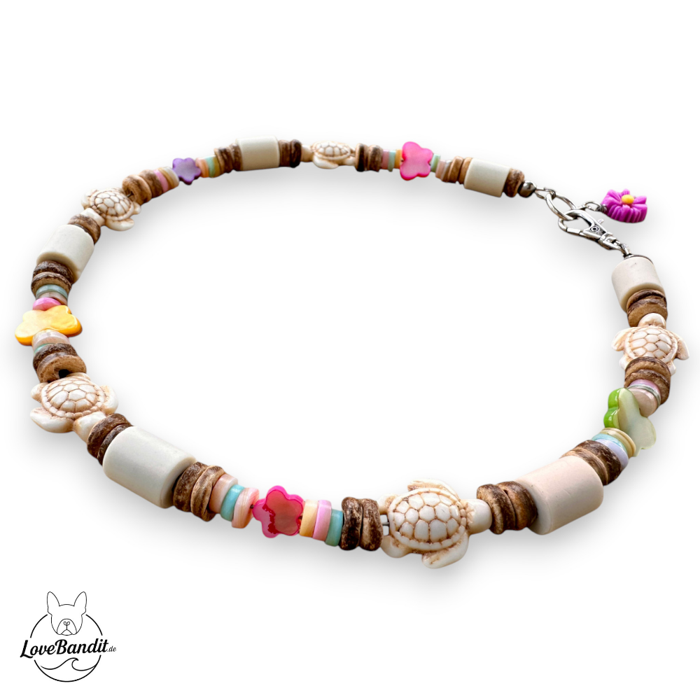EM-Keramik-Halsband-fuer-Hunde-Schildkroeten-Schmetterlinge-Bluemchen-Pearlmutt-LoveBandit