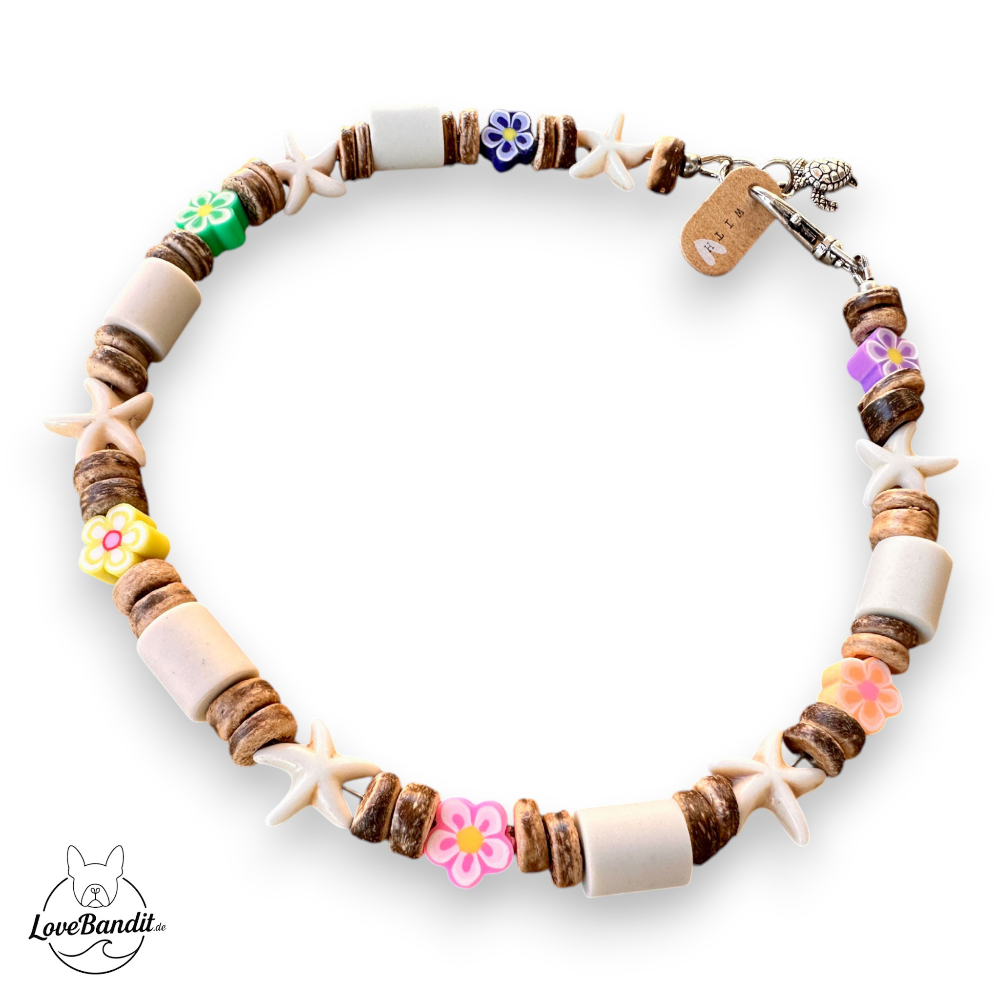 EM-Keramik-Halsband-fuer-Hunde-Seesterne-Bluemchen-bunt-LoveBandit
