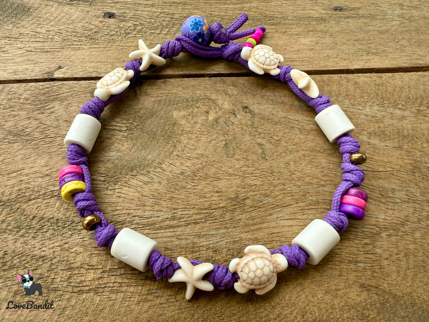 EM-Keramik Halsband "Lila Love" Schildkröten & Seesterne-LoveBandit