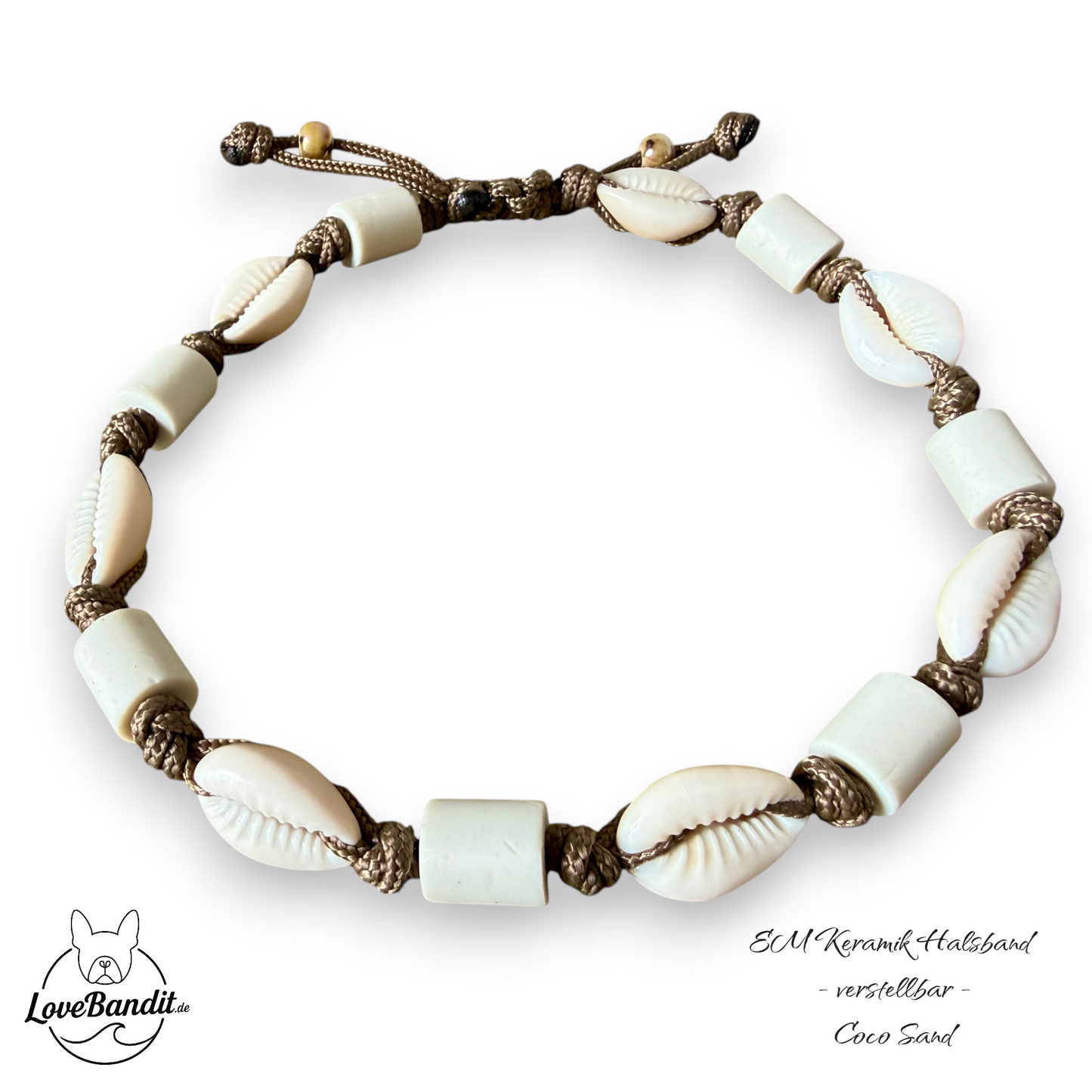 EM-Keramik Halsband Zeckenhalsband Muscheln verstellbar LoveBandit