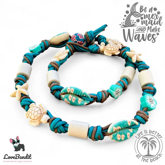 EM Keramik Hundehalsband Zeckenhalsband "Mermaid" Mermaidblue Lovebandit