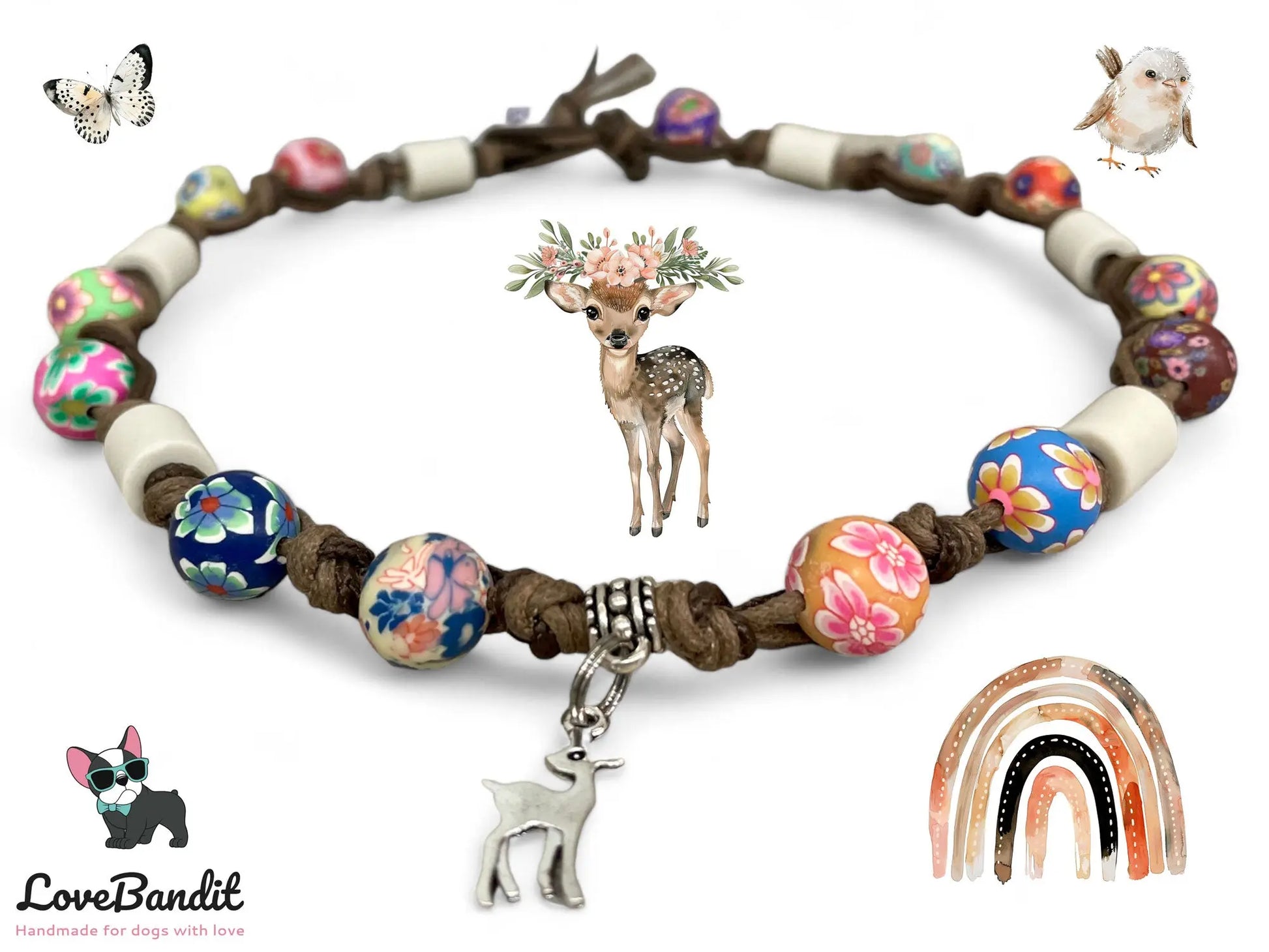 EM Keramik Hundehalsband "Bunte Perlen" LoveBandit