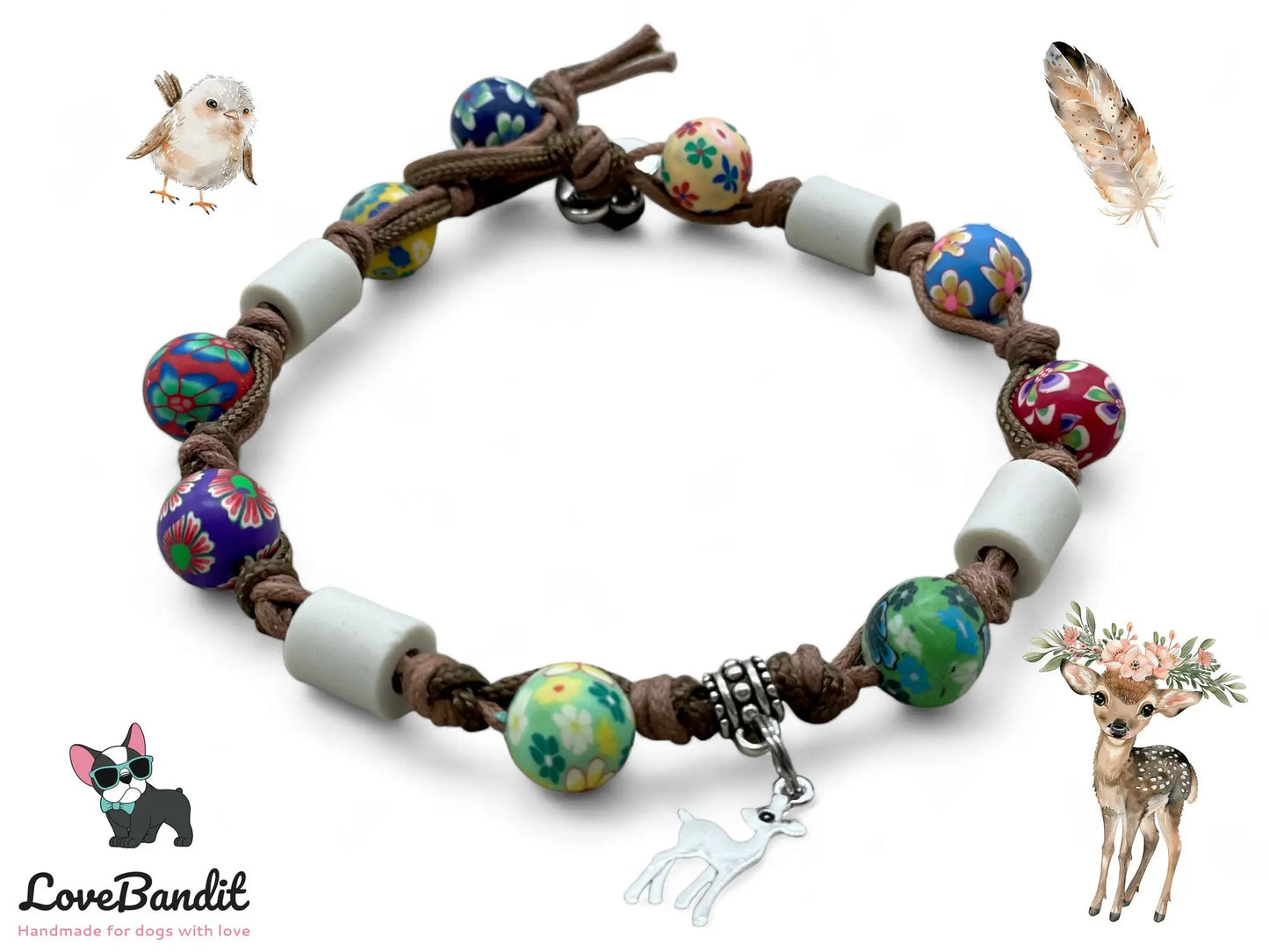 EM Keramik Hundehalsband "Bunte Perlen" LoveBandit