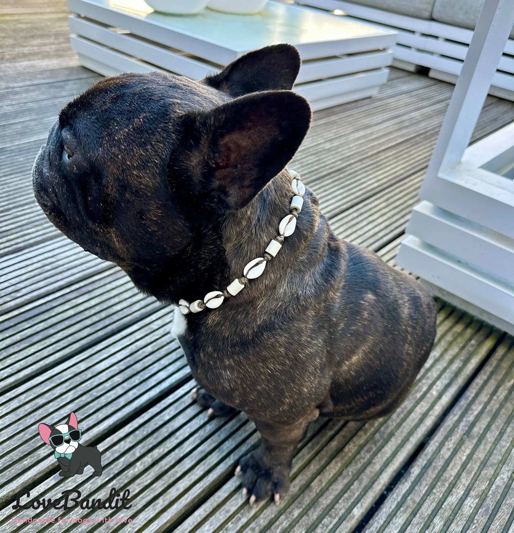 EM-Keramik Halsband Zeckenhalsband Muscheln verstellbar - LoveBandit