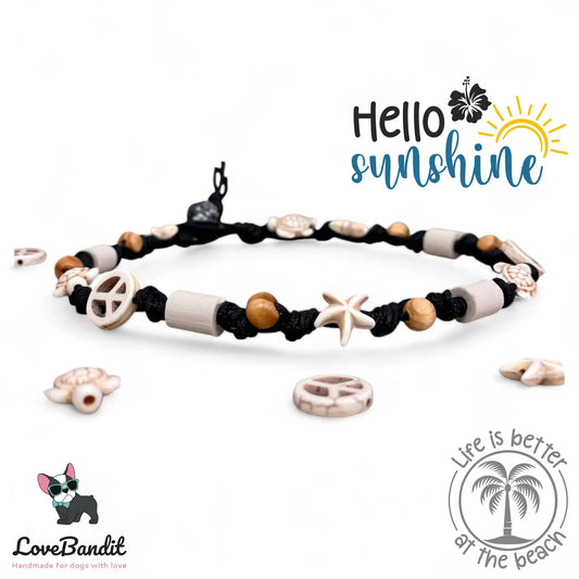 EM-Keramik Halsband "Hippie" Peace schwarz - LoveBandit