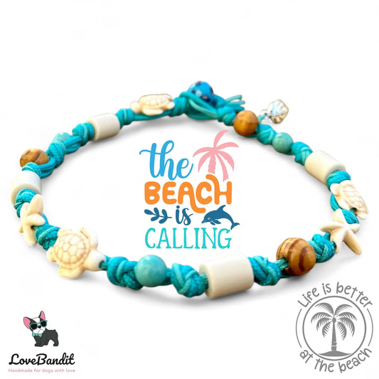 EM-Keramik Halsband Zeckenhalsband "Surferstyle" Türkis - LoveBandit