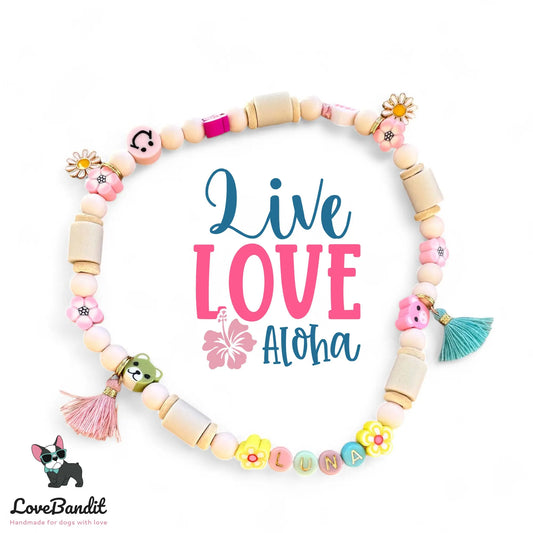 EM-Keramik Halsband Zeckenhalsband elastisch "Aloha" - LoveBandit