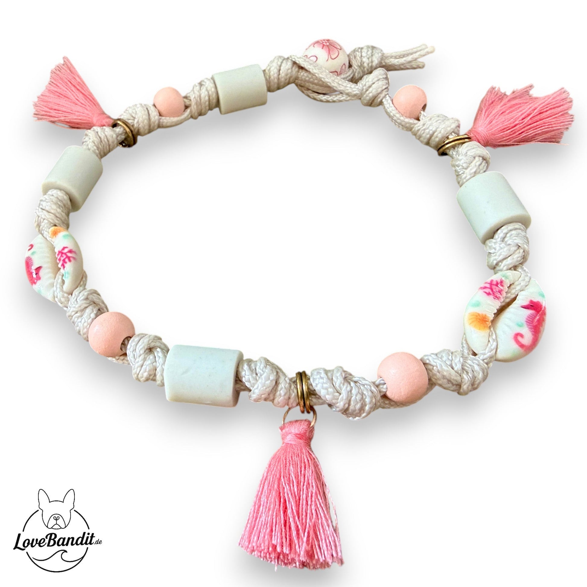 EM-Keramik Halsband Muscheln Quasten Pink LoveBandit