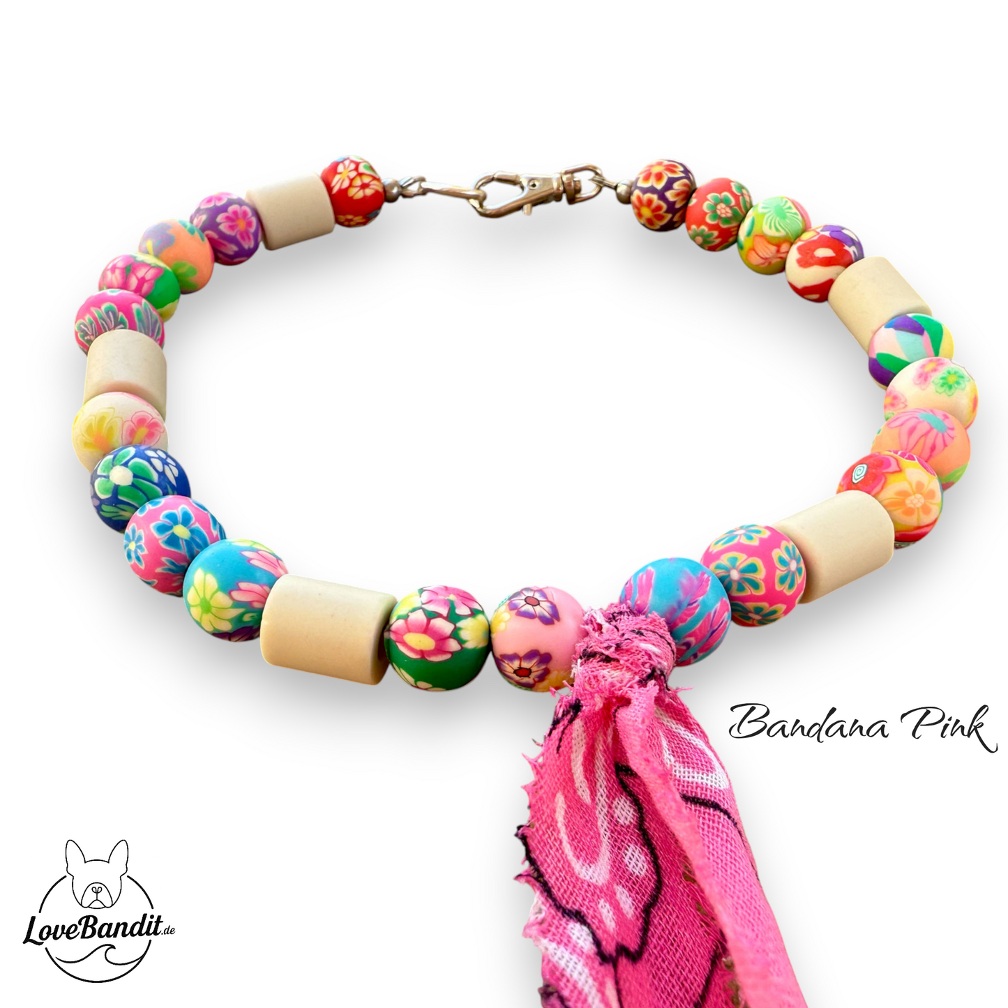 EM-Keramik Halsband Zeckenhalsband Pearl & Bandana Perlen Lovebandit